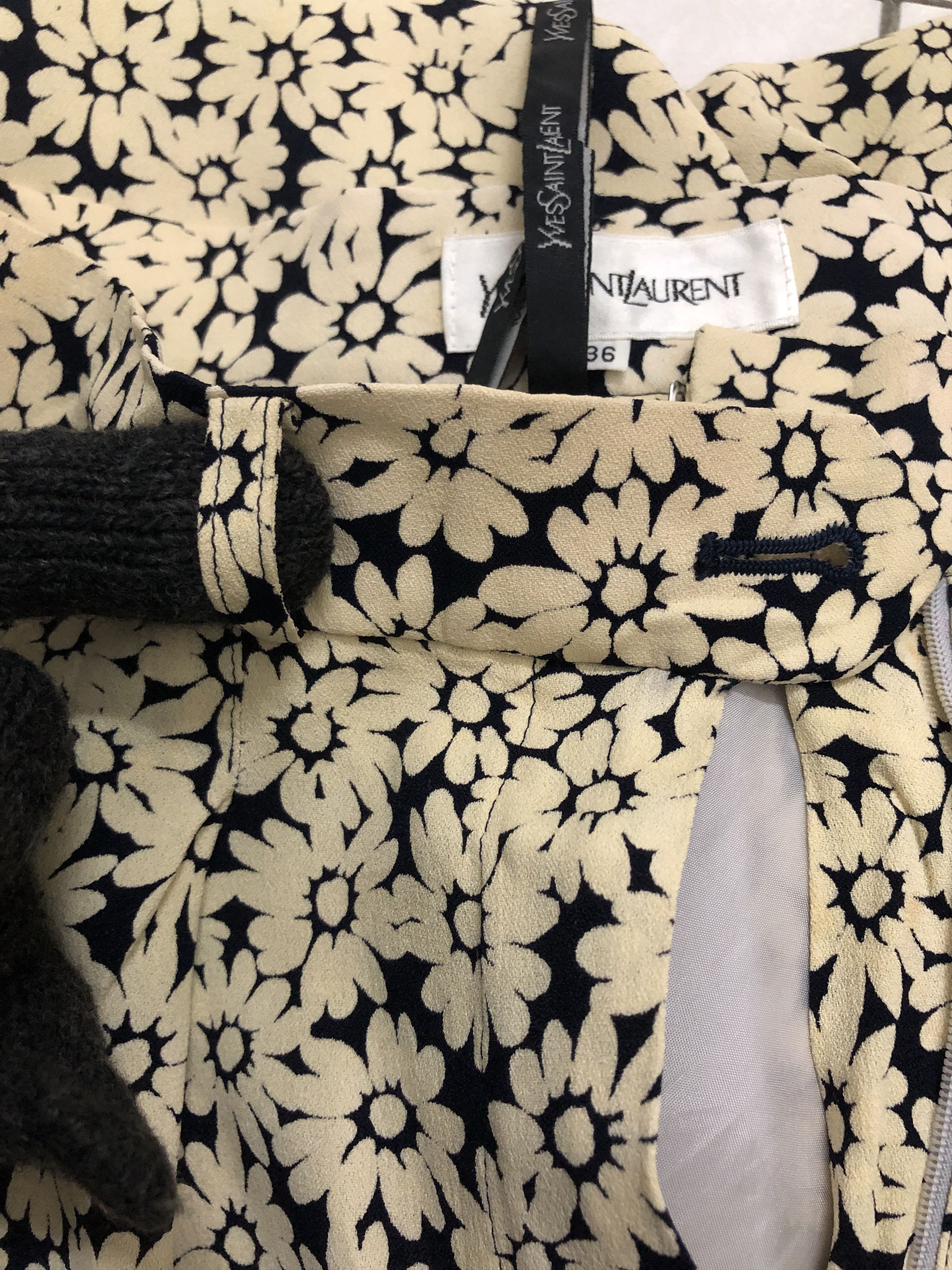 Designer × Yves Saint Laurent Vintage Yves Saint Laurent Rayon Floral Size 25" / US 0 / IT 36 - 7 Thumbnail
