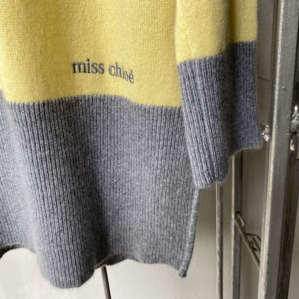 Chloe Miss chloe Yellow and Gray Colorblock Knit Sweater Dress Size S / US 4 / IT 40 - 5 Thumbnail
