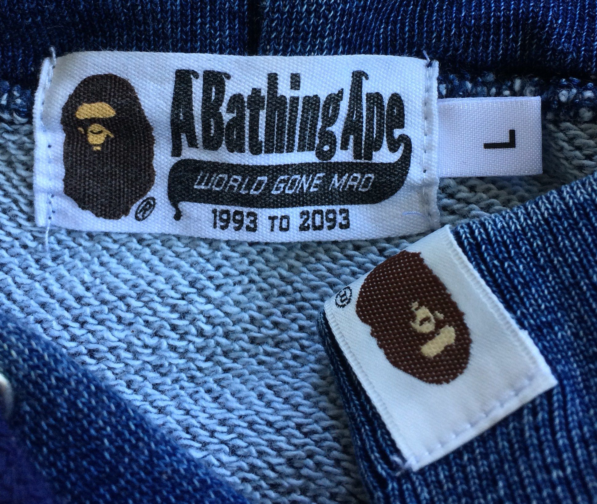 Bape Indigo College Pullover Hoodie Size US L / EU 52-54 / 3 - 5 Thumbnail