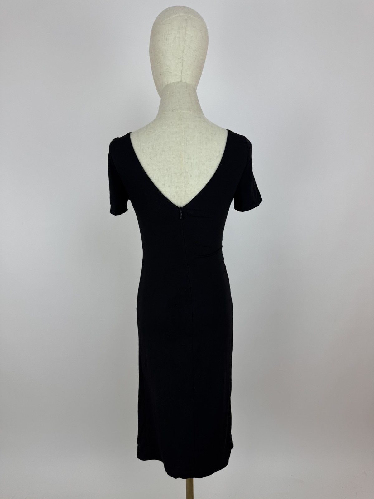 Versace Versace Black Dress V-Neck Short Sleeve Open Back Party Size XS / US 0-2 / IT 36-38 - 5 Thumbnail