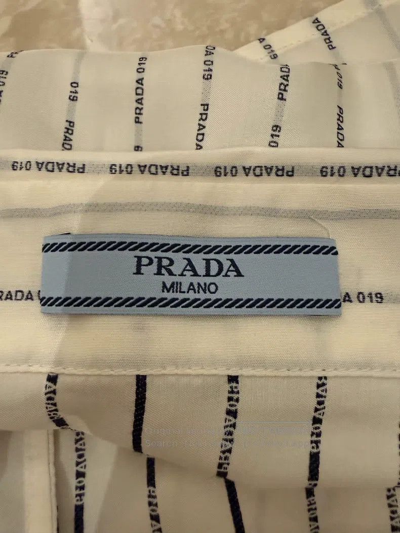 Prada Prada White vertical striped letter bullet screen cotton l Size XS / US 0-2 / IT 36-38 - 3 Thumbnail