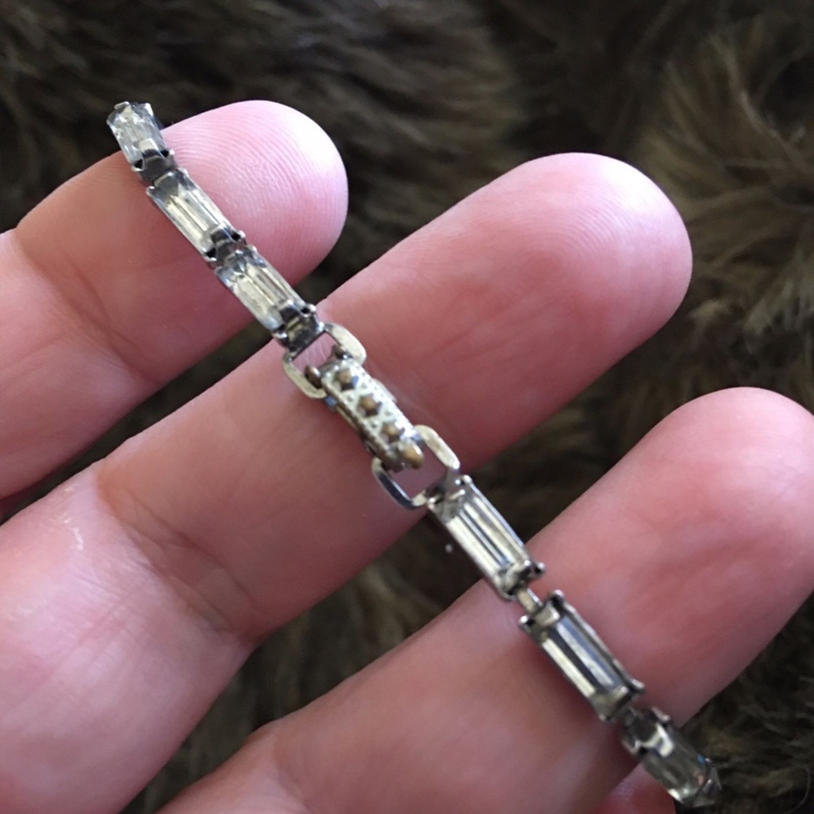 Vintage Vintage 50s clear baguette rhinestone bracelet Size ONE SIZE - 7 Thumbnail