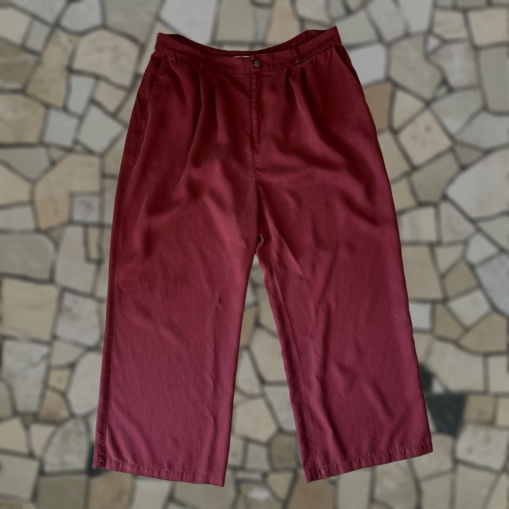 Reformation Reformation Pants Womens 18 Maroon Type Mason Wide Leg Stain Women Size 40" / US 18 - 1 Thumbnail