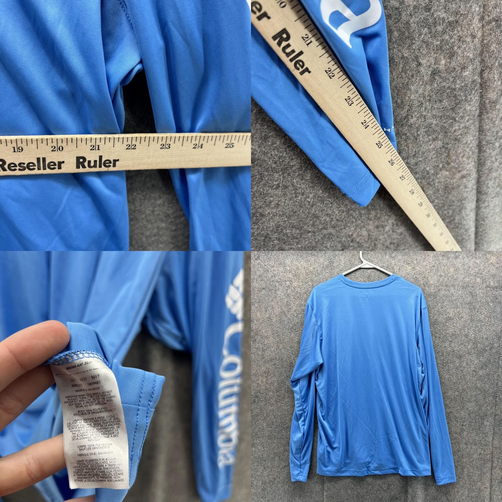 Spell Columbia Shirt Men Large Adult Blue Long Sleeve Polyester Crewneck Spell Size US L / EU 52-54 / 3 - 8 Thumbnail