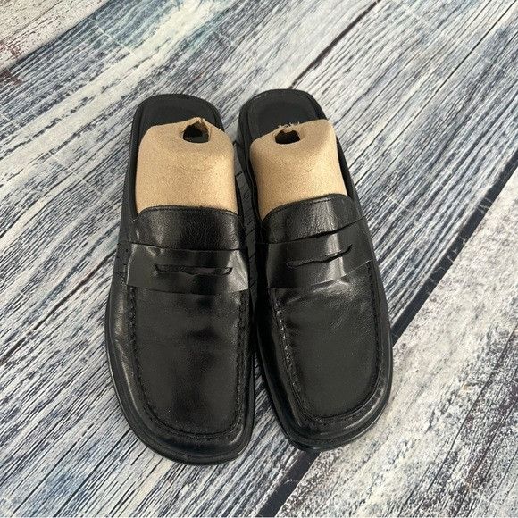 Franco Sarto Vintage Franco Sarto Black Leather Backless Loafers Size US 7.5 / IT 37.5 - 2 Thumbnail