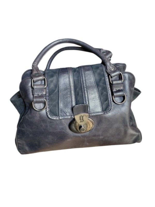 Galliano Leather & Suede Satchel c. Early 2000s