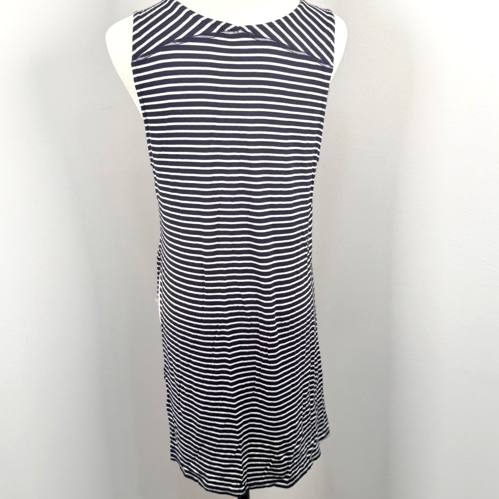 Vintage Ginger G Tank Top Navy Striped High-Low Side Slit Tunic Women M Casual Tiered Tunic Sleeveless Size M / US 6-8 / IT 42-44 - 3 Thumbnail