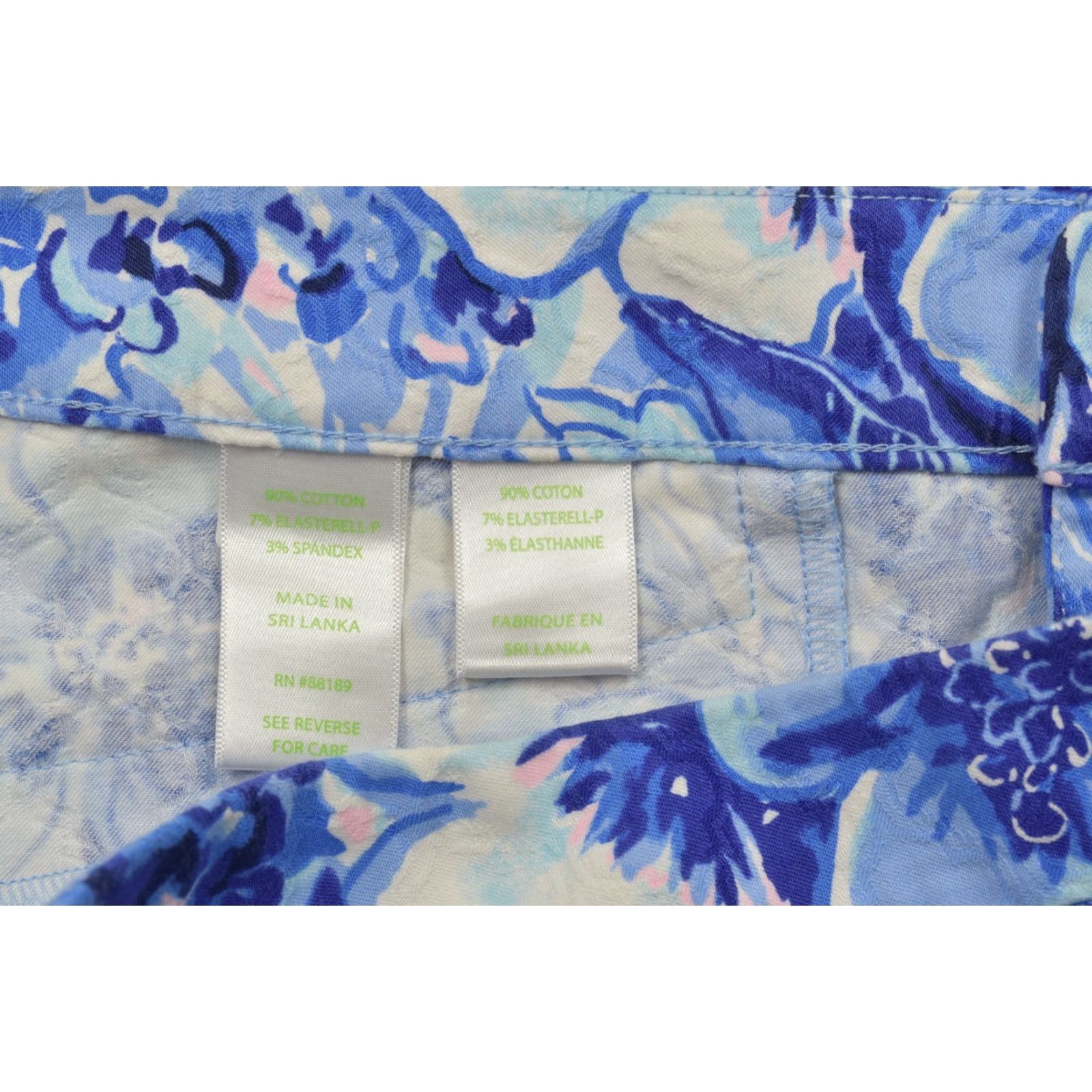 Lilly Pulitzer Lilly Pulitzer Women's Pants Ankle Blue Floral Print Stretch Cotton Skinny Zip 10 Regular Adult Womens Size 32" / US 10 / IT 46 - 8 Thumbnail
