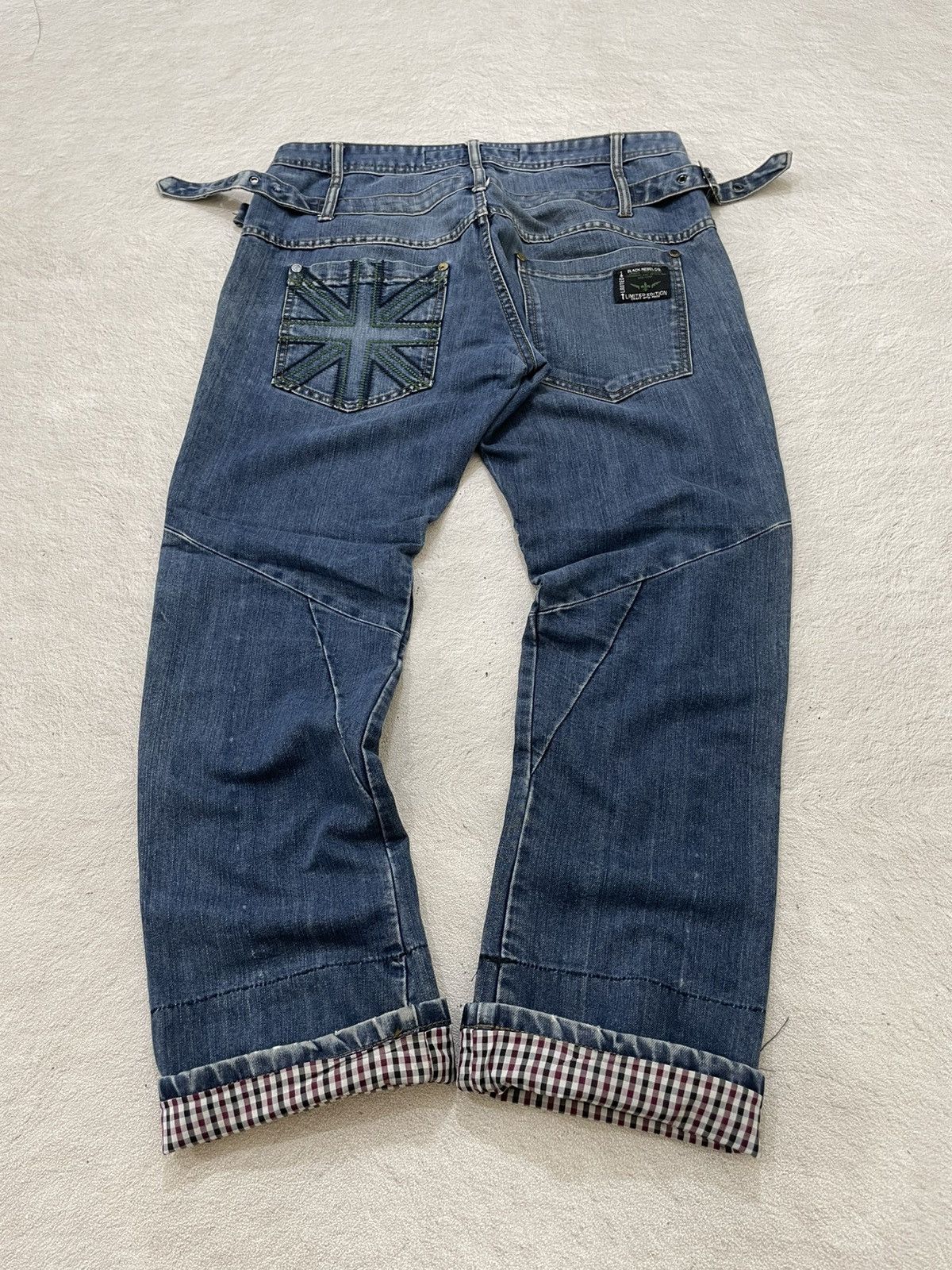 2000s Black Label Double Waist Denim Embroidered Y2K Japan
