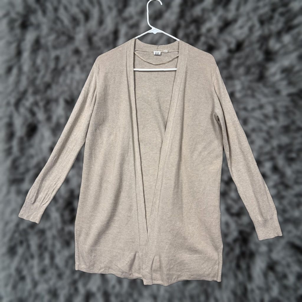 Gap Gap Cardigan Sweater Womens Medium Beige Tight Knit Open Front Lagenlook Size M / US 6-8 / IT 42-44 - 1 Thumbnail