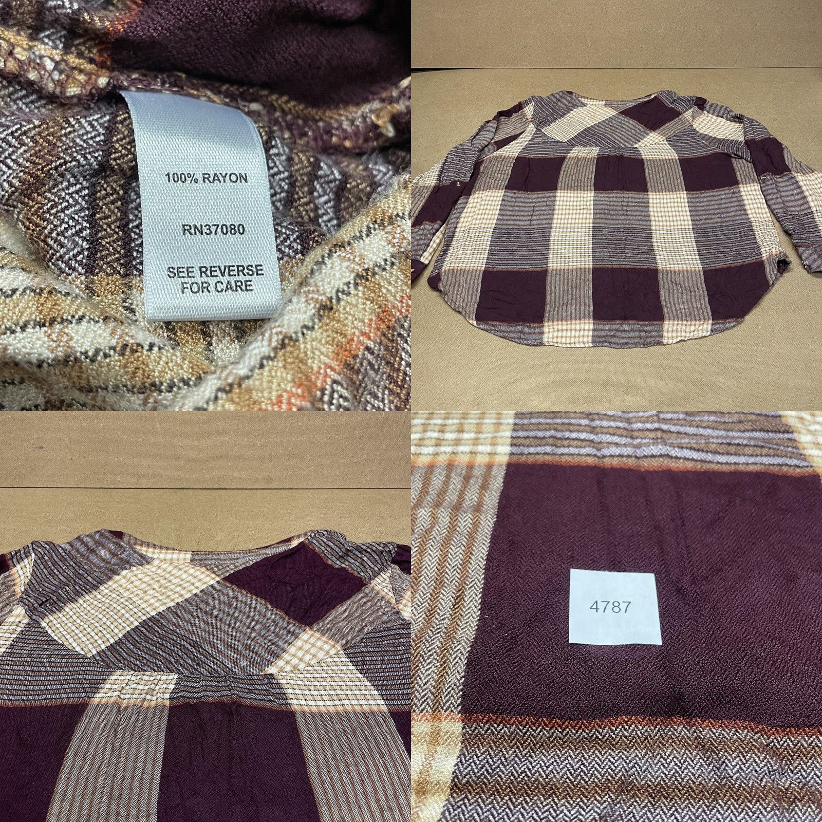 Vintage Cato Blouse Womens 18/20W Purple Plaid Rayon Henley Long Sleeve Popover Button Ruffle Crewneck Tunic Shirt Modern Vintage: No, 18/20W Womens Size XXL / US 16-18 / IT 52-54 - 8 Thumbnail