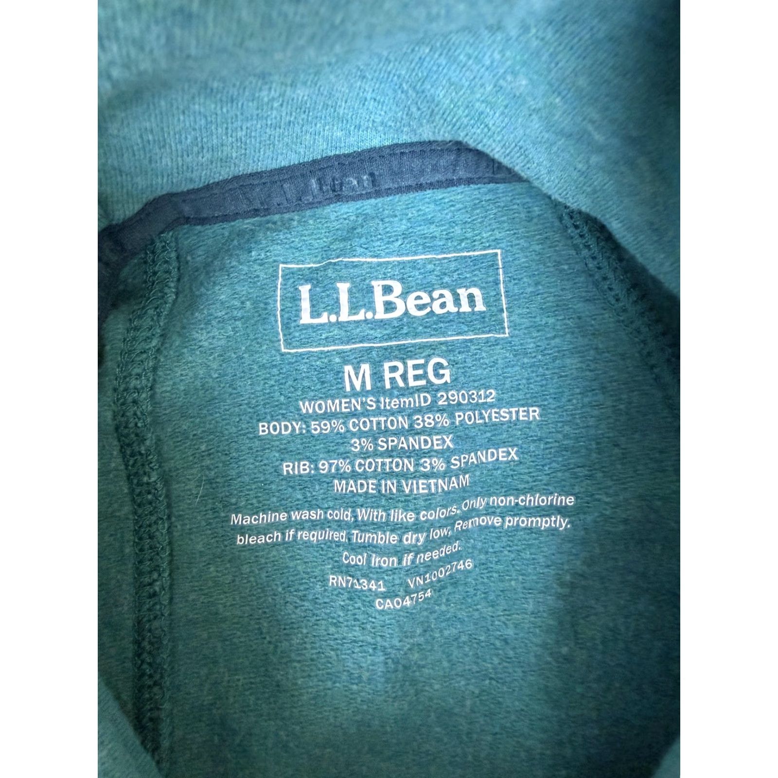 Vintage L.L.Bean Hoodie Womens M Blue Cowl Neck Kangaroo Pocket Pullover Stretch Shirt Size M / US 6-8 / IT 42-44 - 3 Thumbnail