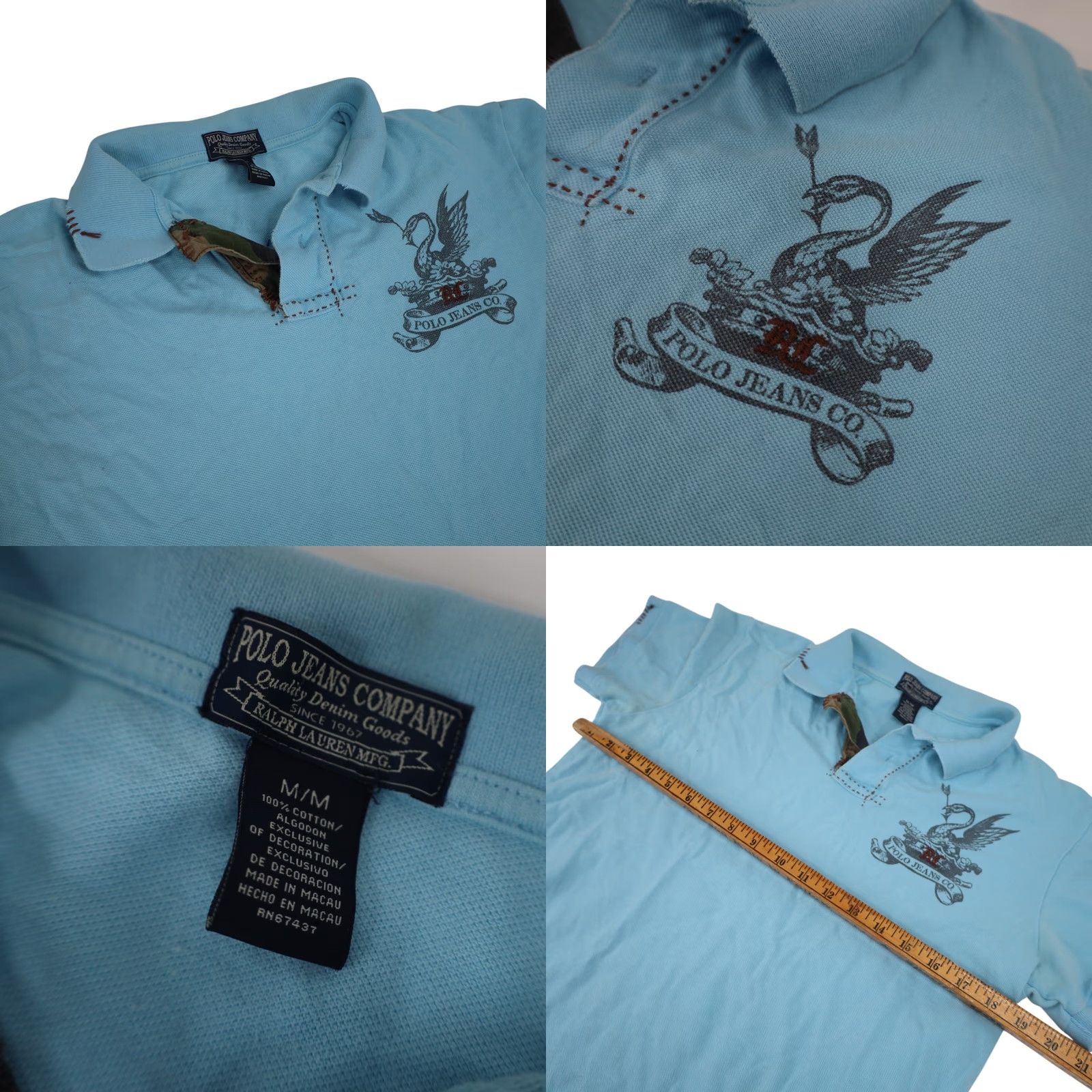 Polo Ralph Lauren VINTAGE Polo Jeans Co Ralph Lauren Mens Medium Unique Crest Polo Shirts Blue Polo Shirts Mens Medium Blue Crest Polo Shirts Size US M / EU 48-50 / 2 - 8 Thumbnail