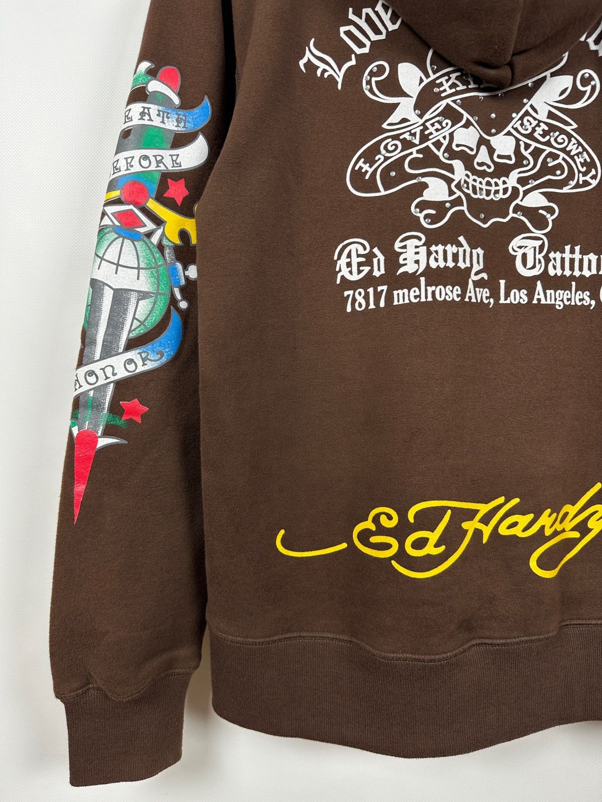 Ed Hardy Vintage Ed Hardy Rhinestones Skull Zip Up Brown Hoodie Size US M / EU 48-50 / 2 - 15 Thumbnail