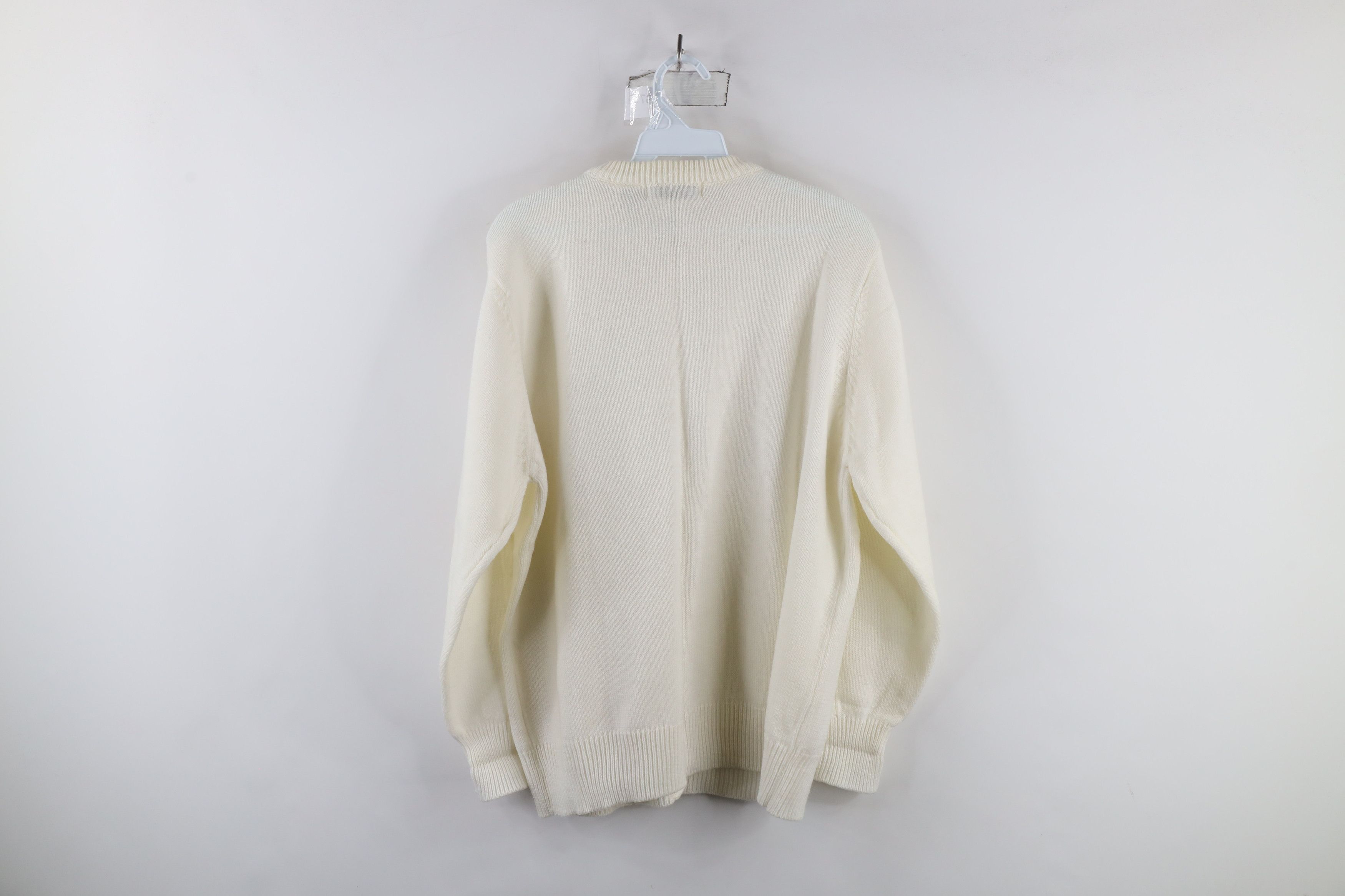 Vintage Vintage 90s Streetwear Cable Knit Cardigan Sweater White Size XL / US 12-14 / IT 48-50 - 8 Thumbnail