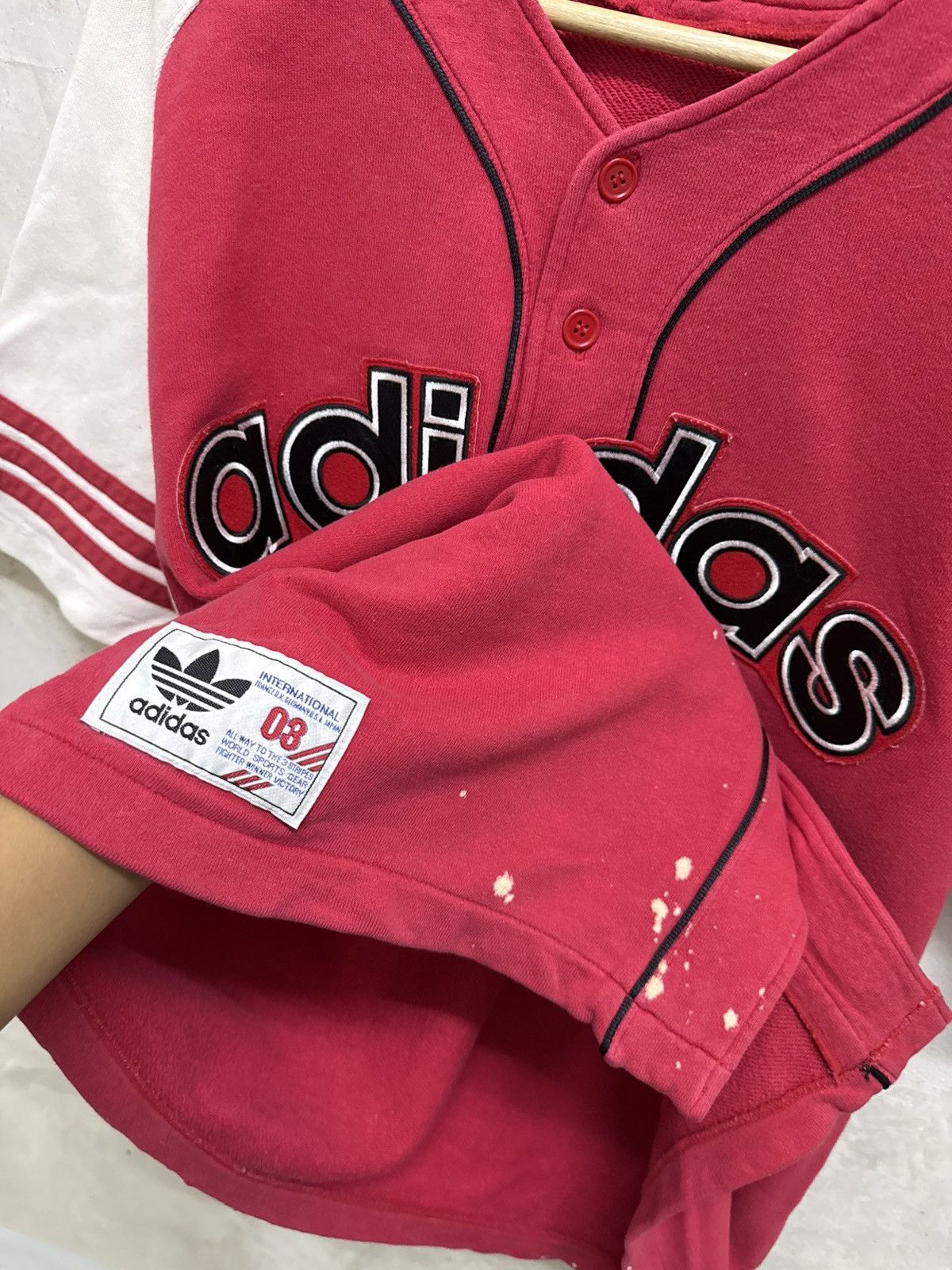 Adidas Vintage 90s Adidas Short Sleeve Distressed Sweatshirt Size US L / EU 52-54 / 3 - 7 Thumbnail