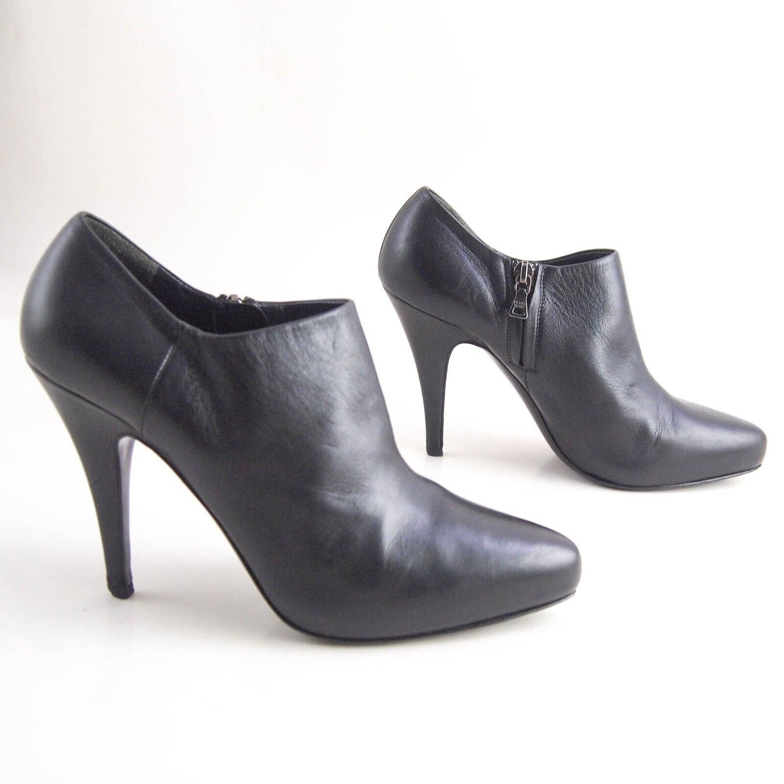 Prada Prada High Heel Booties Black Leather Size US 37.5 EU 7.5 Size US 7.5 / IT 37.5 - 4 Thumbnail