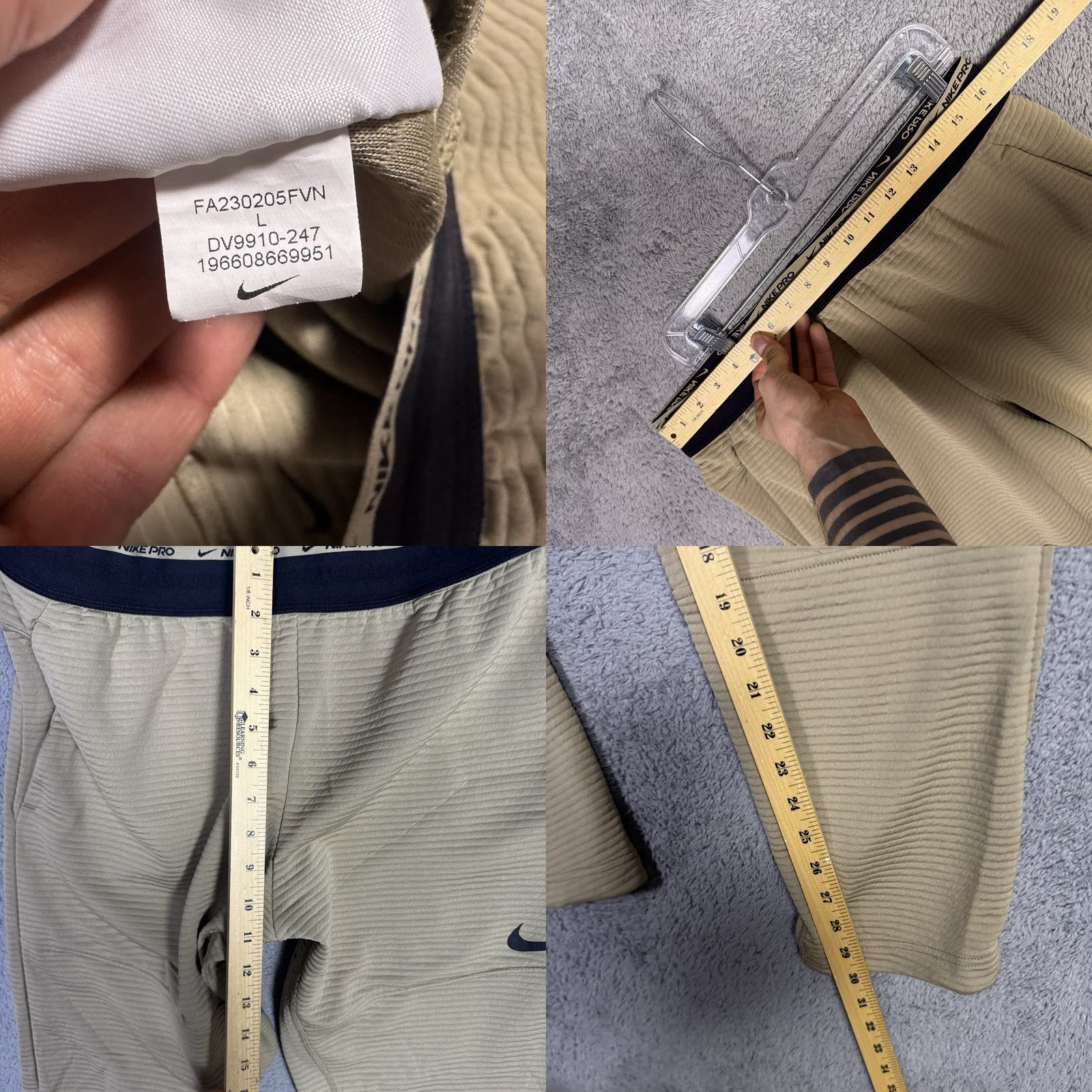 Nike Nike Pro Dri-Fit Fleece Fitness Pants Mens L Ribbed Sweatpants DV9910-247 Size US 33 - 8 Thumbnail