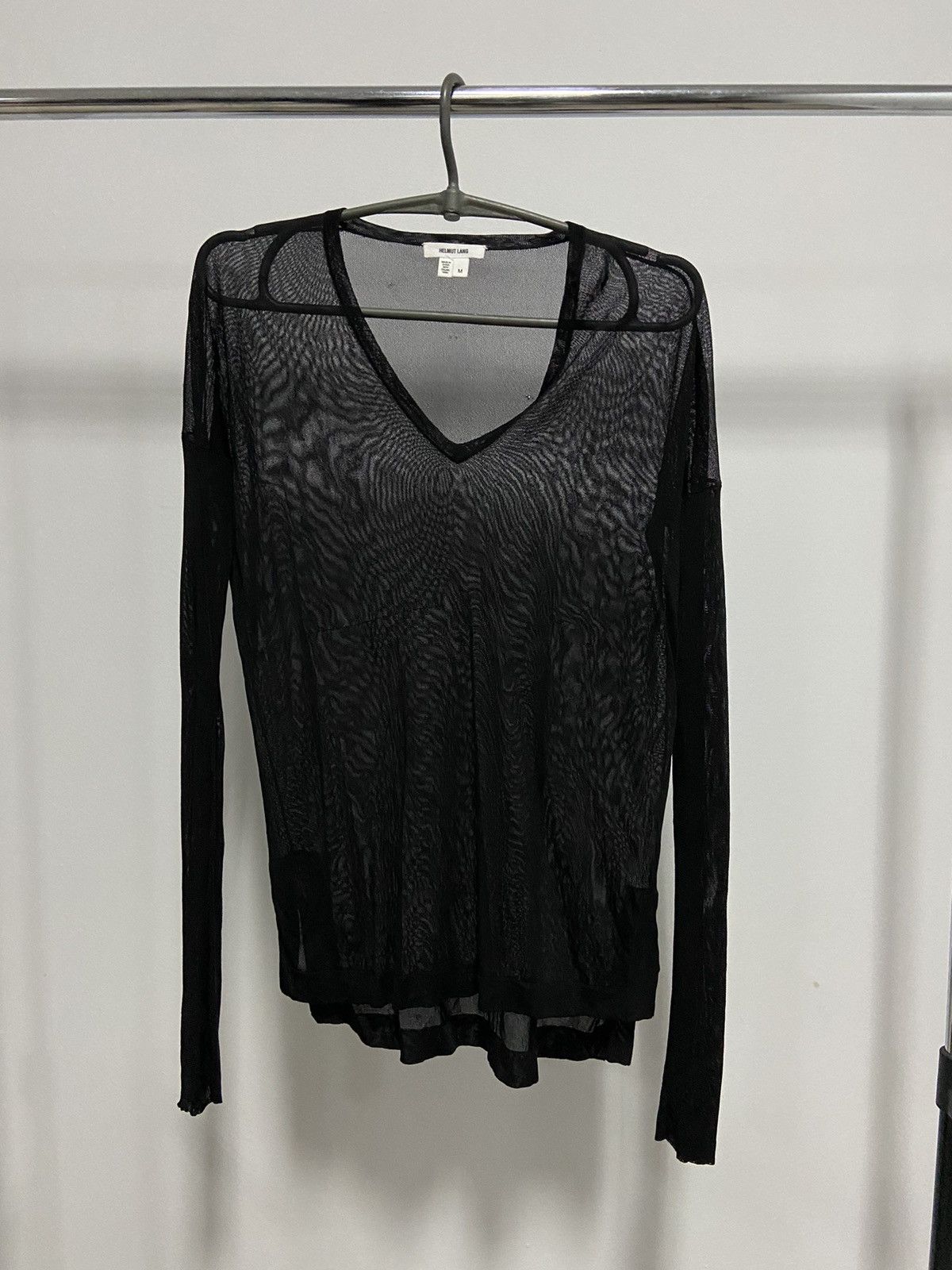 Helmut Lang × Vintage Helmut lang vintage mesh longsleeve women's v neck Size M / US 6-8 / IT 42-44 - 1 Thumbnail