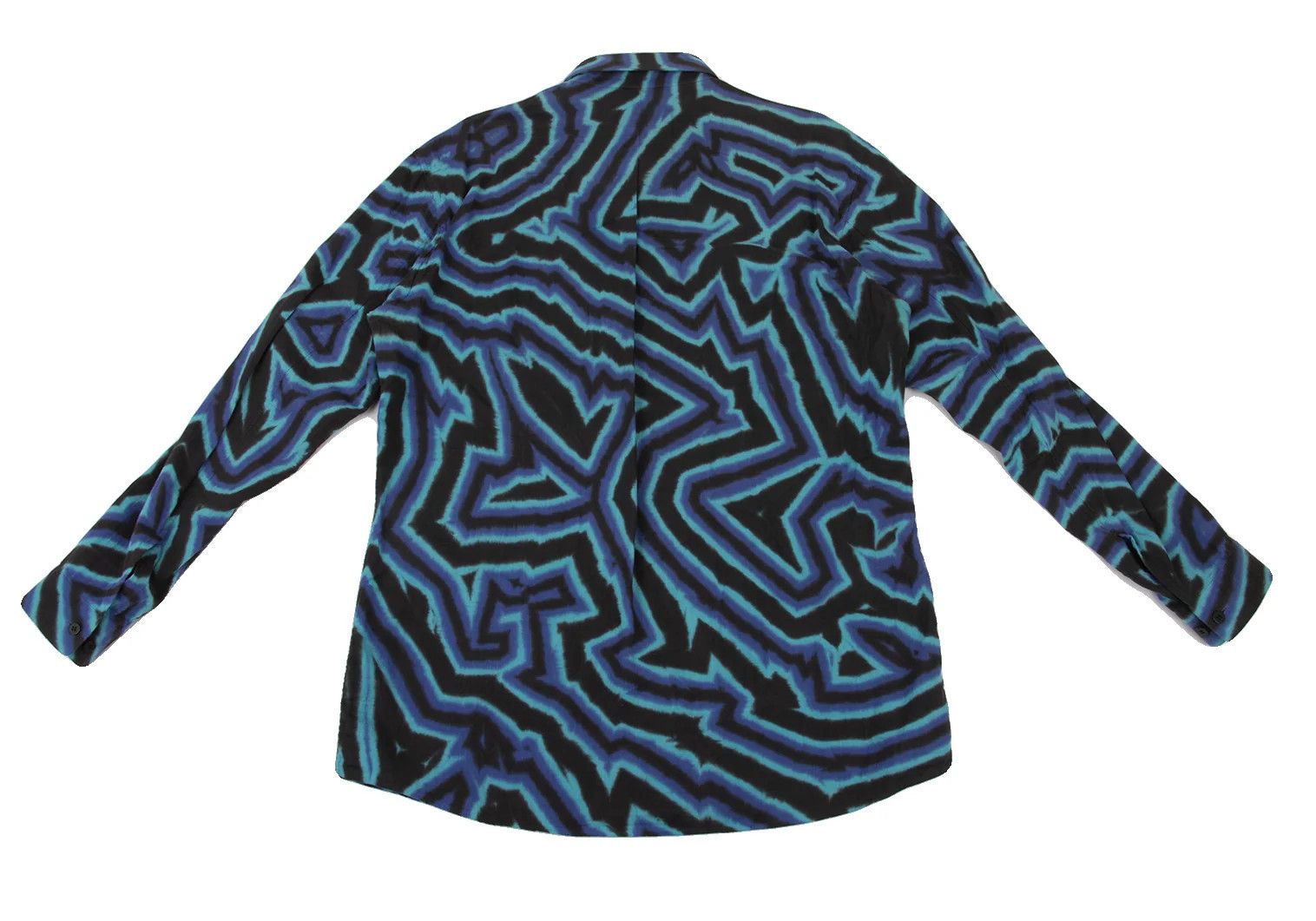 Issey Miyake Psychedelic Line Print Shirt in Blue Aqua Black Size US XL / EU 56 / 4 - 13 Thumbnail