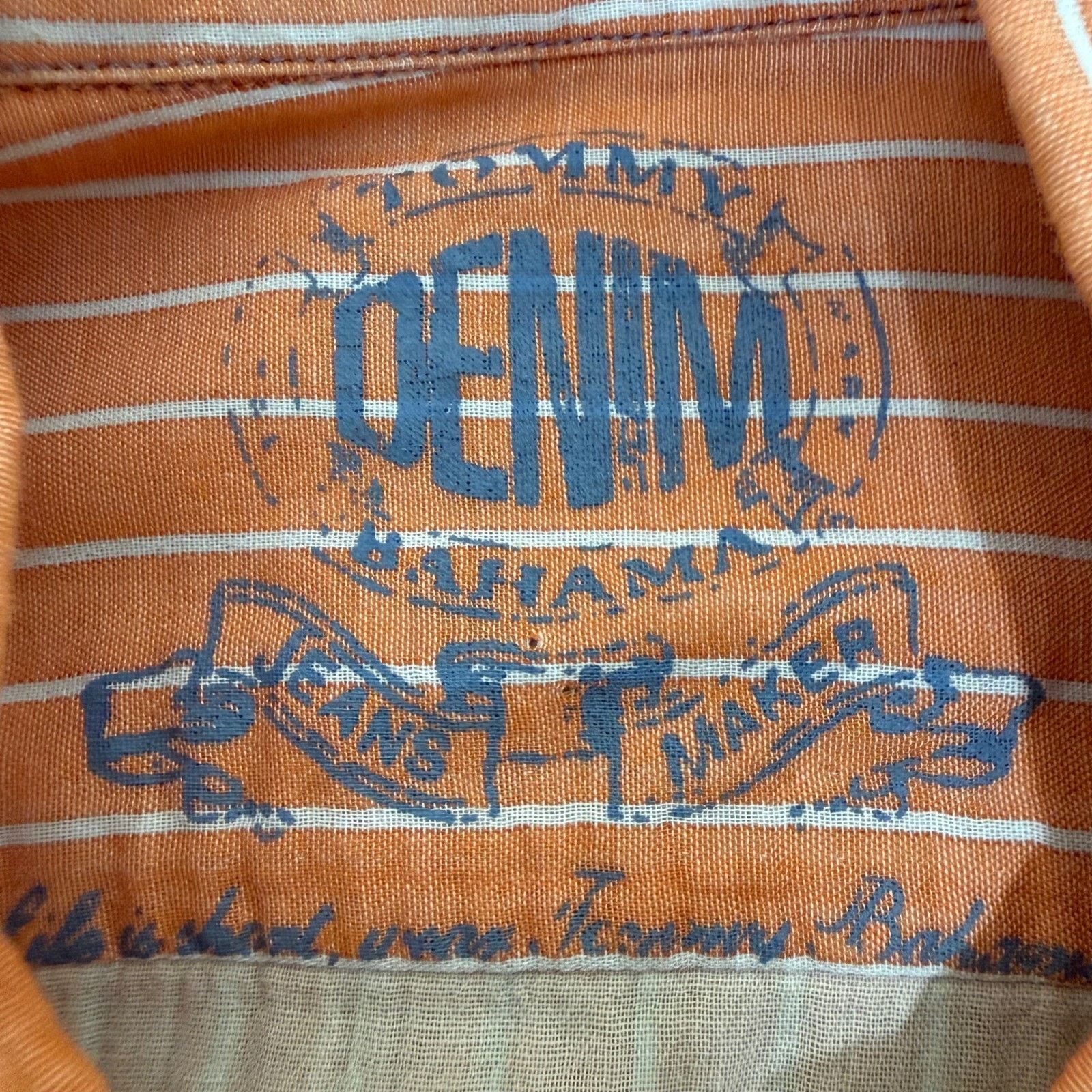Tommy Bahama Tommy Bahama Denim Mens Medium Orange Striped Button Up Size US M / EU 48-50 / 2 - 2 Thumbnail