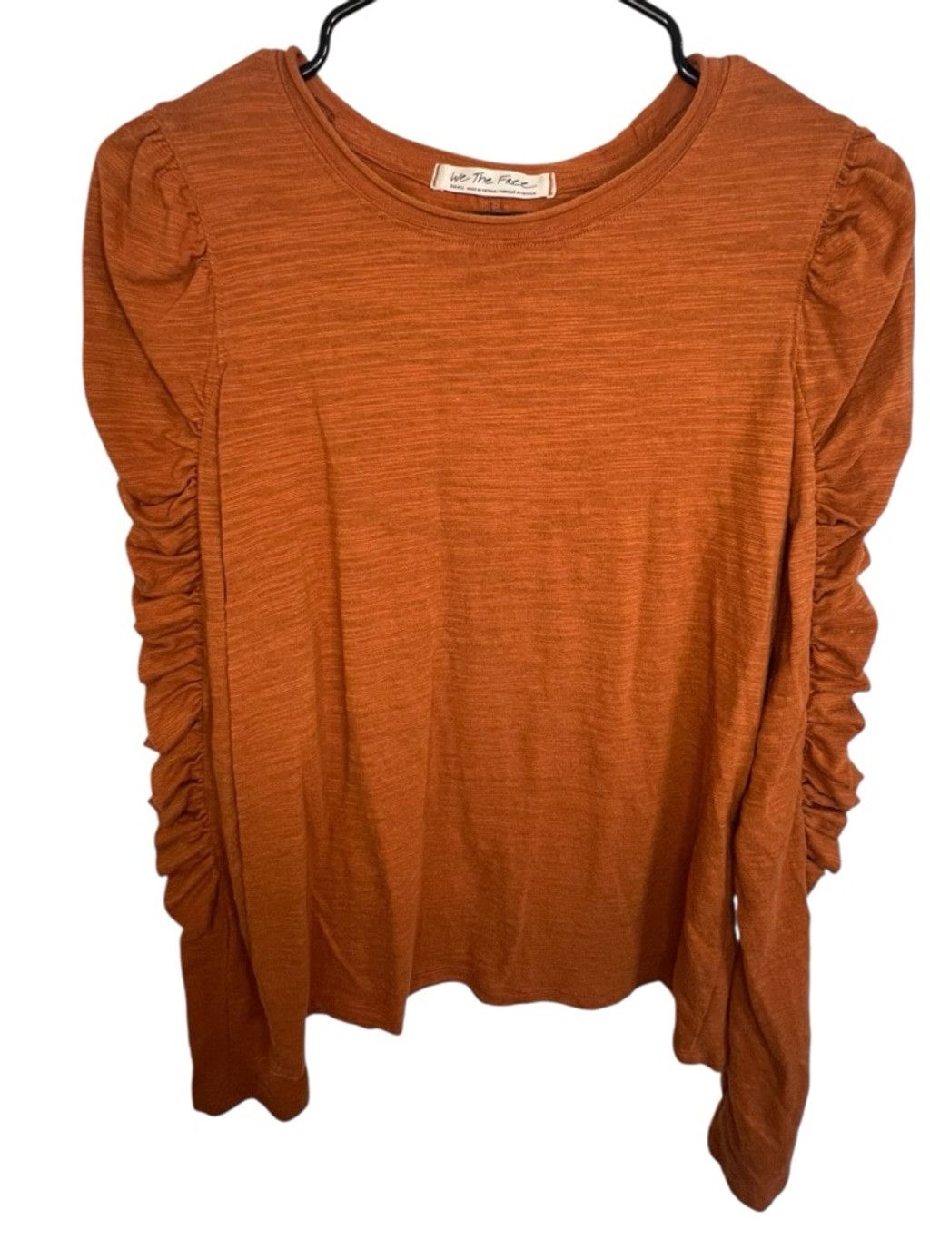Free People Free People We The Free Orange Ruched Sleeve Long Sleeve Top Size S / US 4 / IT 40 - 1 Thumbnail
