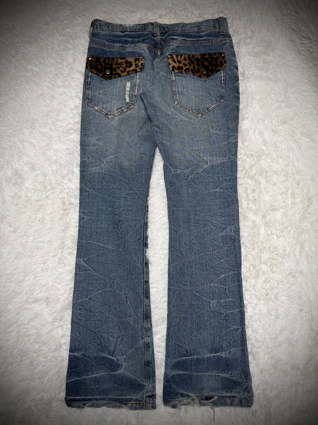 Tornado Mart Rare leopard distressed flared jeans Size US 30 / EU 46 - 5 Thumbnail