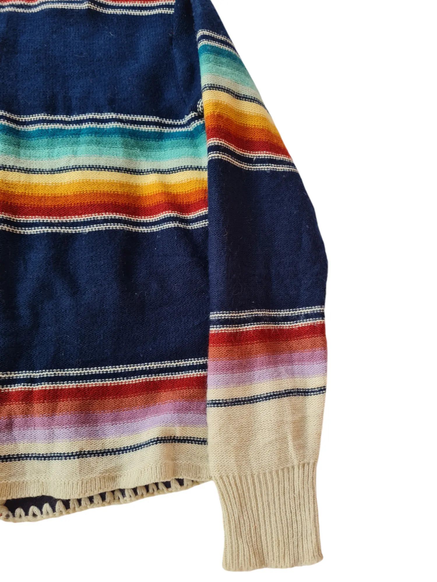 Vintage KNIT & SUEDE STRIPED TEXTILE PATCHWORK CARDIGAN Size US M / EU 48-50 / 2 - 9 Thumbnail