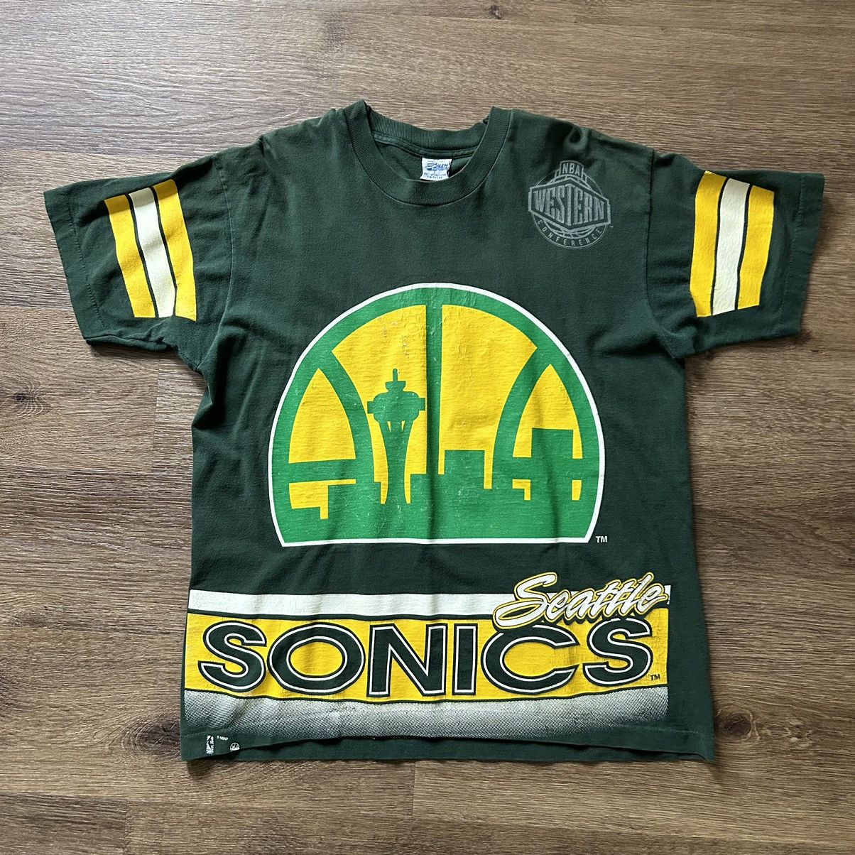 image of Nba VTG Seattle Sonics Basketball Green Jersey Shirt L, Men's (Size Large)