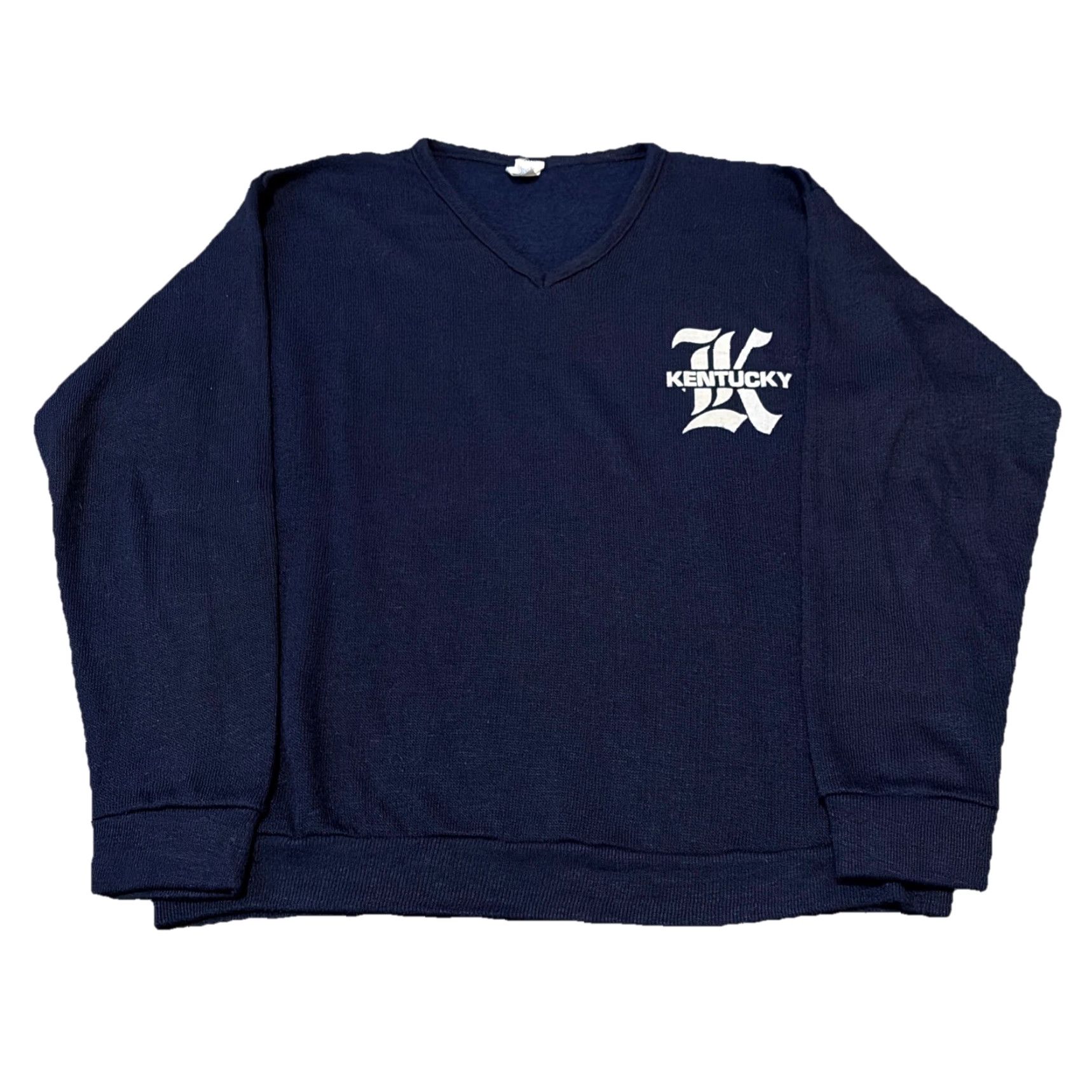 Vintage VINTAGE University Of Kentucky Wildcats Acrylic Knit V-Neck Sweater XL Navy Artex Pullover Men Size US XL / EU 56 / 4 - 2 Thumbnail