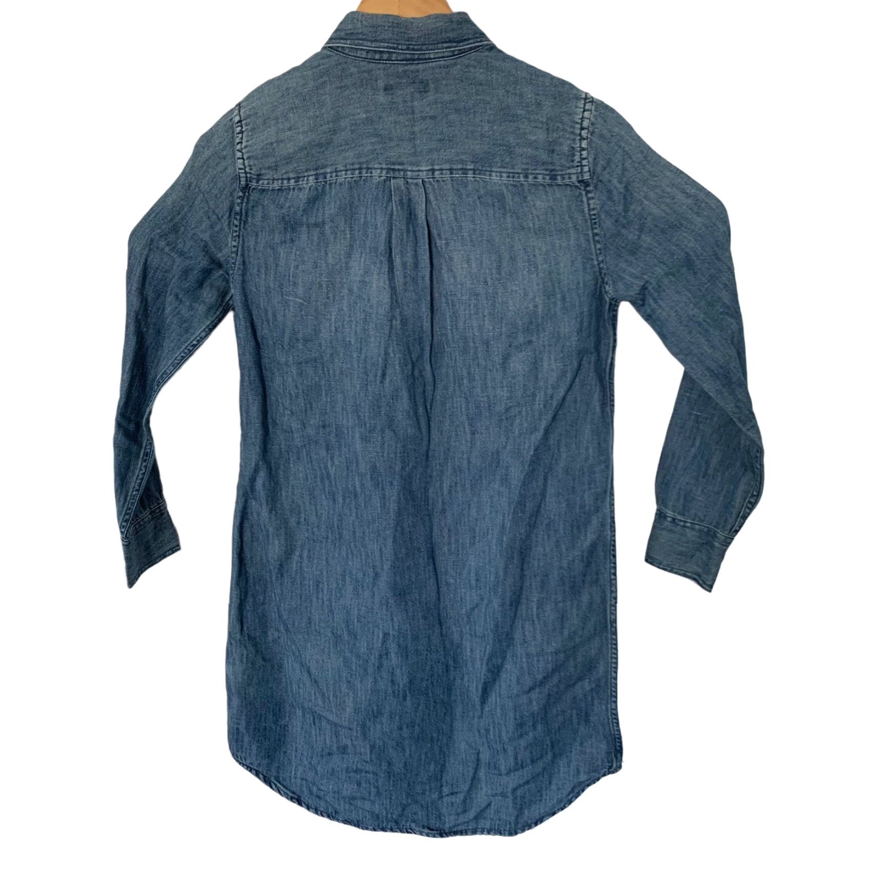 J.Crew J.CREW Shirt Adult 0 Blue Chambray Solid Pocket Collared Long Sleeve Button Dress Lightweight Casual Travel Size XS / US 0-2 / IT 36-38 - 5 Thumbnail