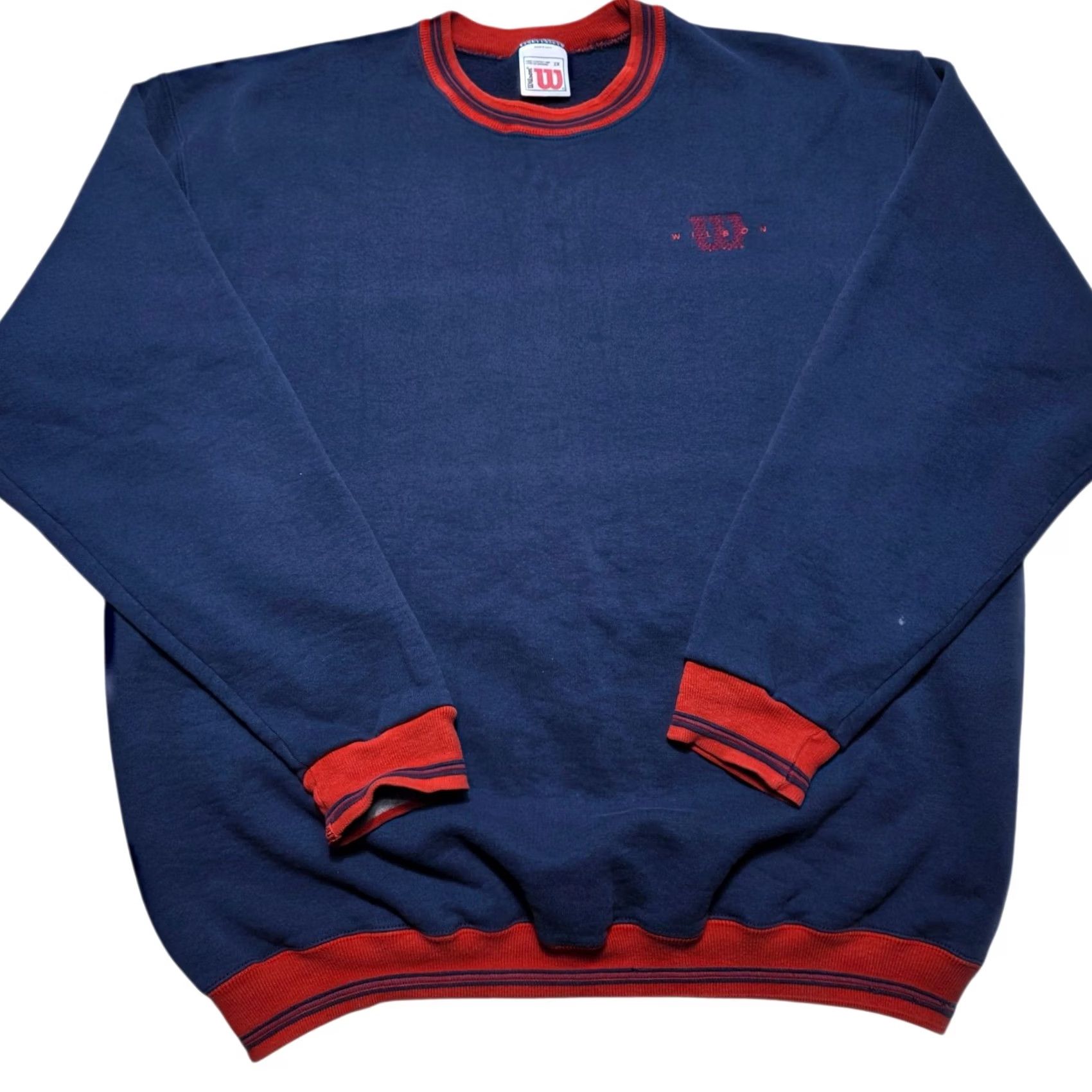 Wilson VINTAGE Wilson Sweatshirt Crewneck Blue 2XL Mens Heavyweight Made In USA 90s Small dot on sleeve Size US XXL / EU 58 / 5 - 2 Thumbnail