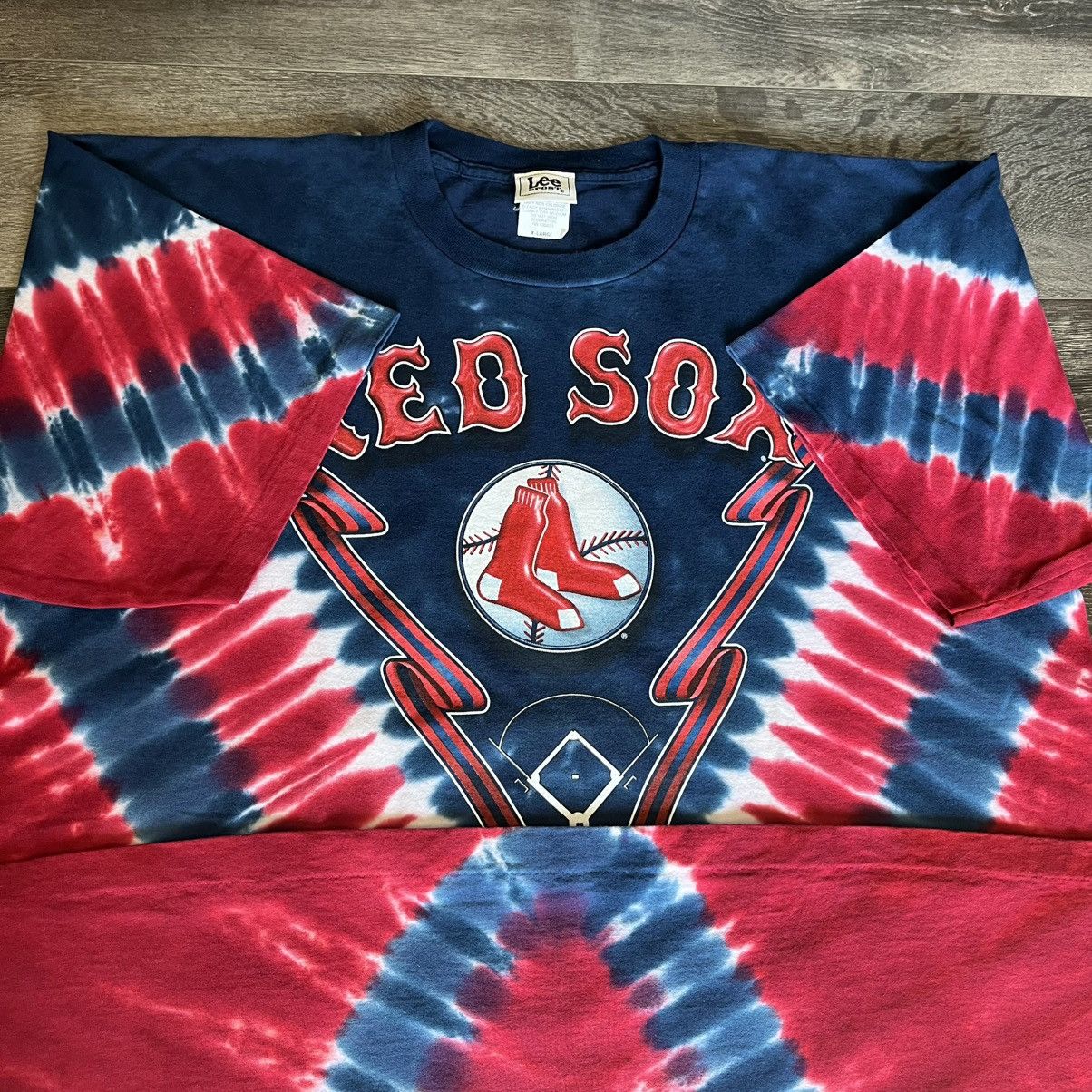 MLB Vintage 1990s Lee MLB Boston Red Sox Tie Dye Graphic T Shirt Size US XL / EU 56 / 4 - 8 Thumbnail