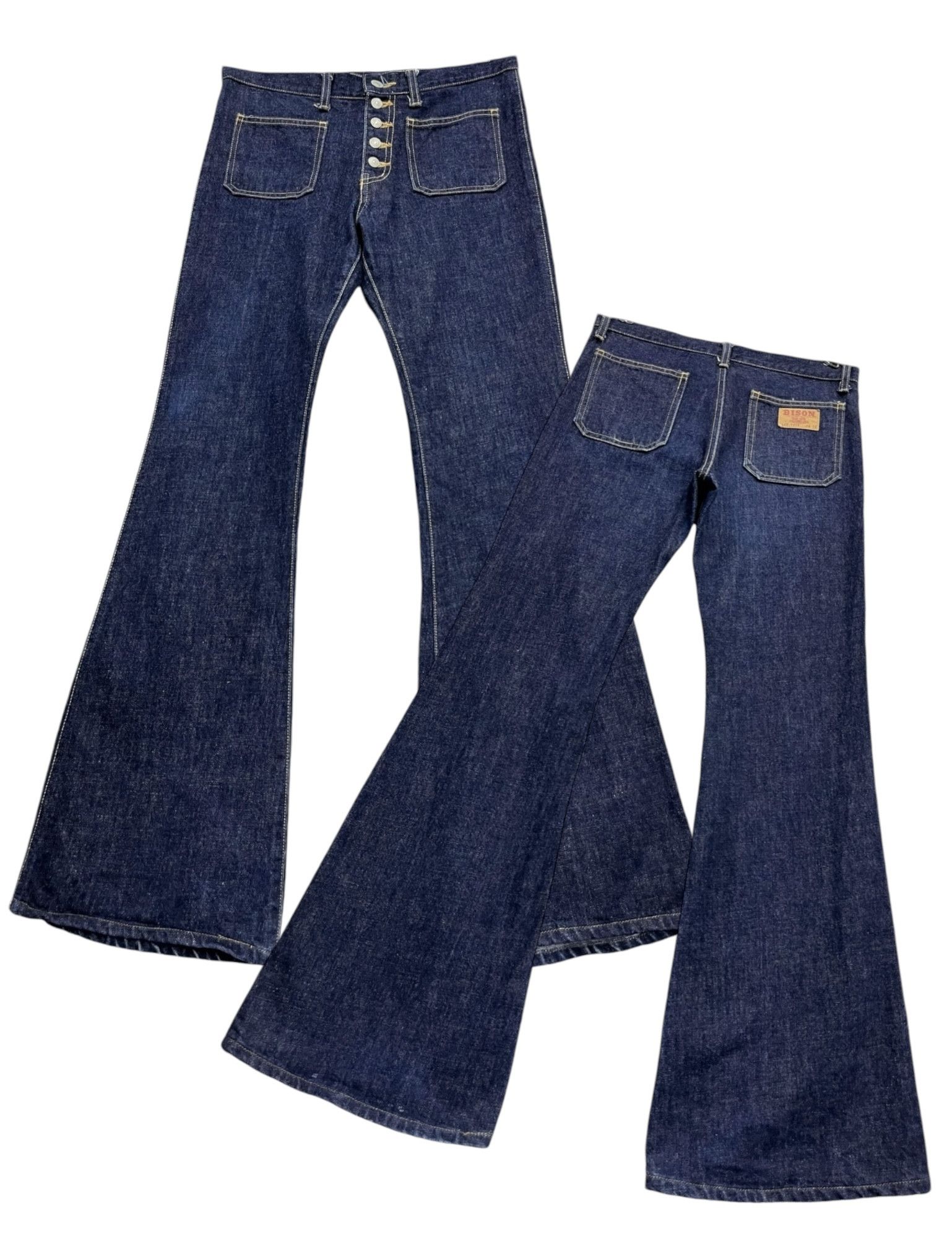 If Six Was Nine × Le Grande Bleu (L.G.B.) 🔥70’s ULTRA FLARE🔥BISON Vintage Buttonfly Bush Pants Size 28" / US 6 / IT 42 - 1 Thumbnail