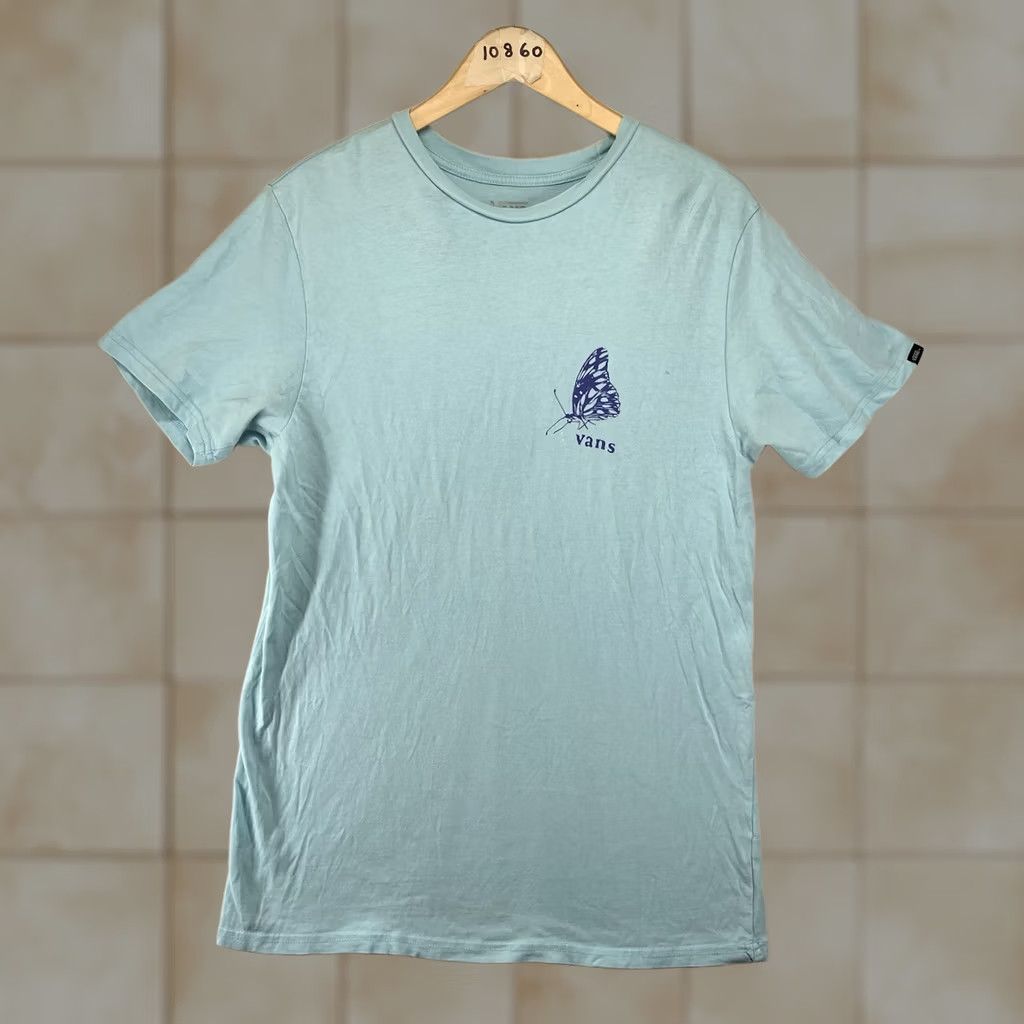 Vans Vans Off The Wall T Shirt Mens Slim Blue Butterfly Graphic Print Crew Neck Short Sleeve 2020-2029 Cotton Jersey Lightweight Breathable Size US M / EU 48-50 / 2 - 1 Thumbnail
