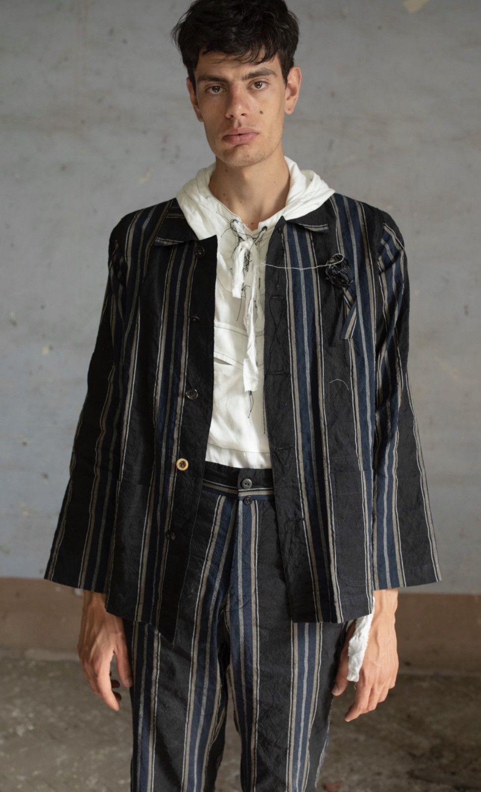 Archivio J.M. Ribot Archivio JM ribot worker shirt in deep blue 