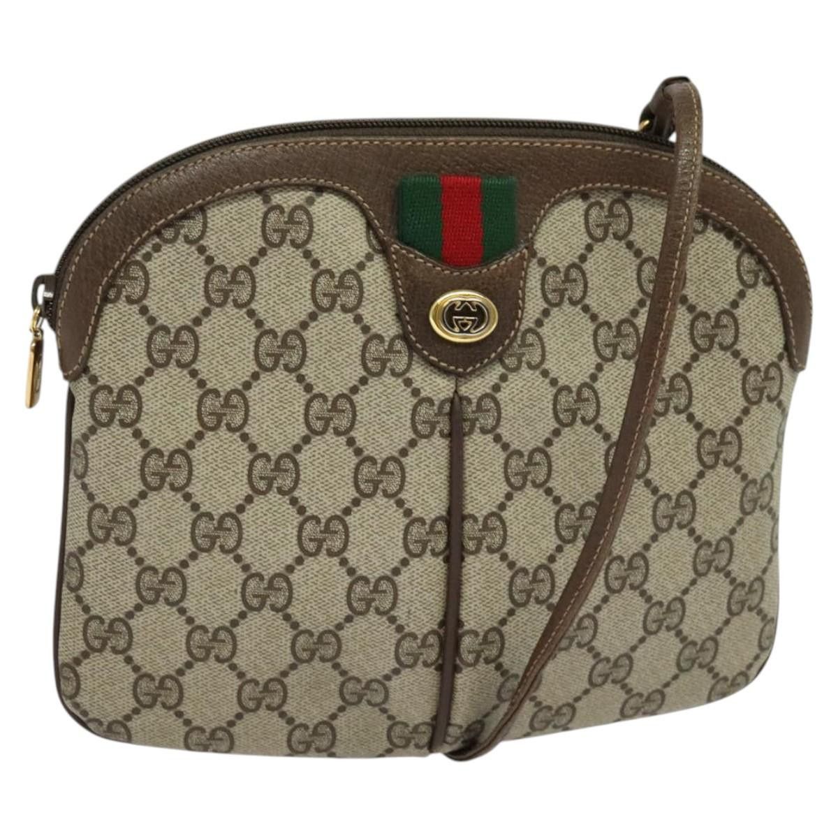 Gucci GG Supreme Web Sherry Line Shoulder Bag Pvc Beige 904 02 047 Auth 119577, Women's