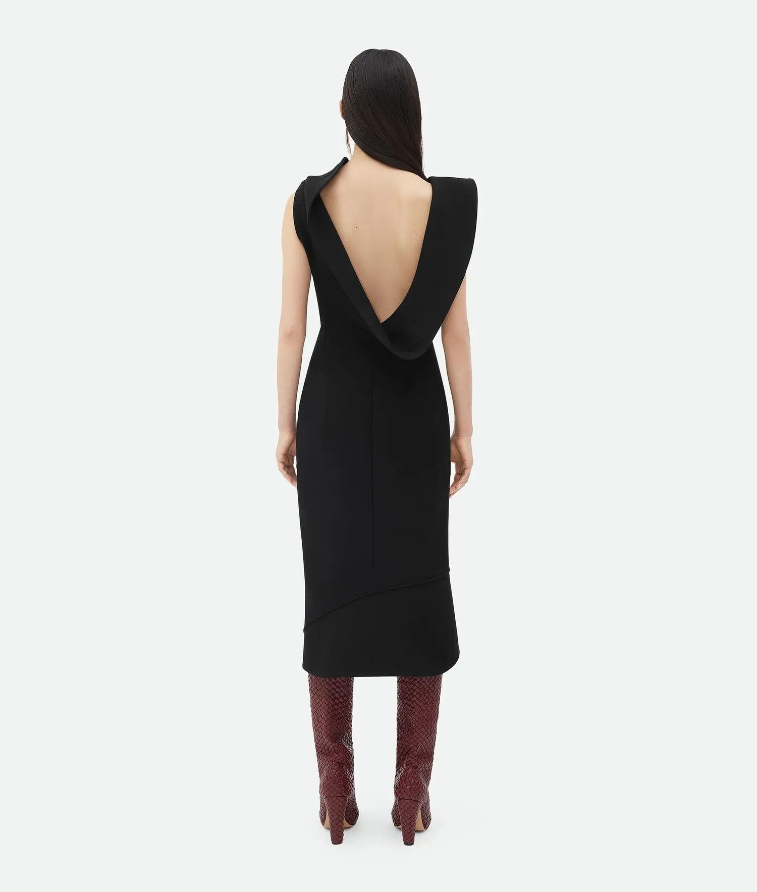 Bottega Veneta o1bcso1str0425 Structured Cotton Midi Dress in Black Size L / US 10 / IT 46 - 3 Thumbnail