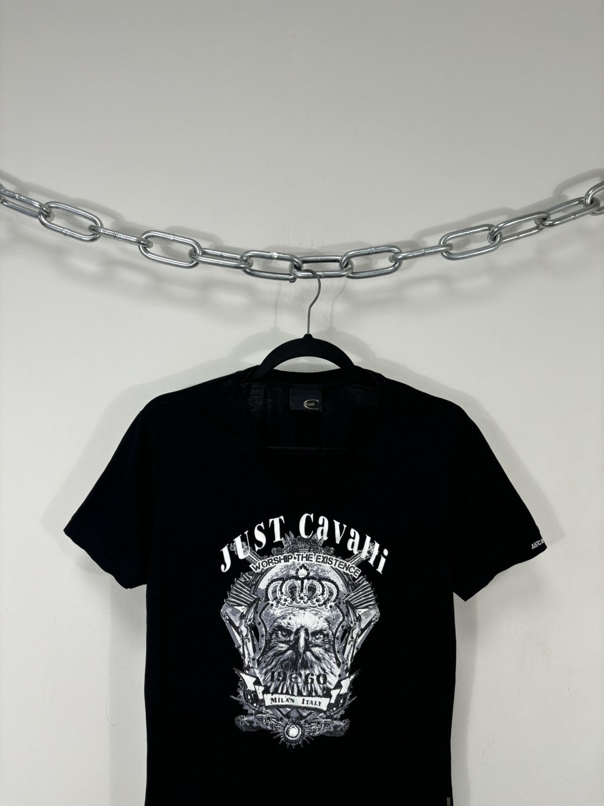 Just Cavalli Just Cavalli Women’s Big Eagle Logo Luxury Black T-Shirt Tee Size L / US 10 / IT 46 - 2 Thumbnail