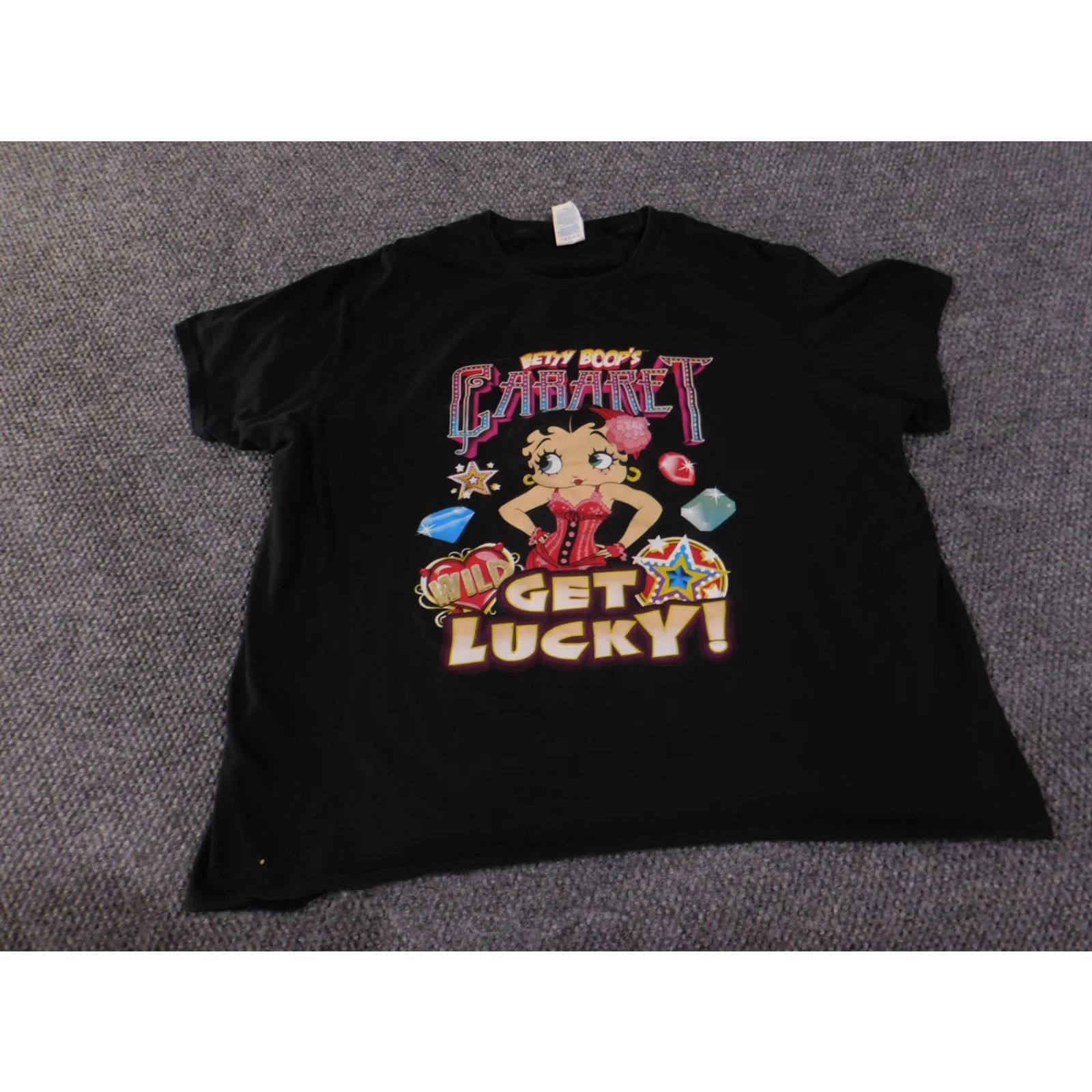 Delta Betty Boop Shirt Mens 2XL Black Cabaret Get Lucky Graphic Tee Double Sided Shirt Tee – 2XL Black Betty Boop Vintage Cartoon Men’s Graphic Print Tee Size US XXL / EU 58 / 5 - 2 Thumbnail