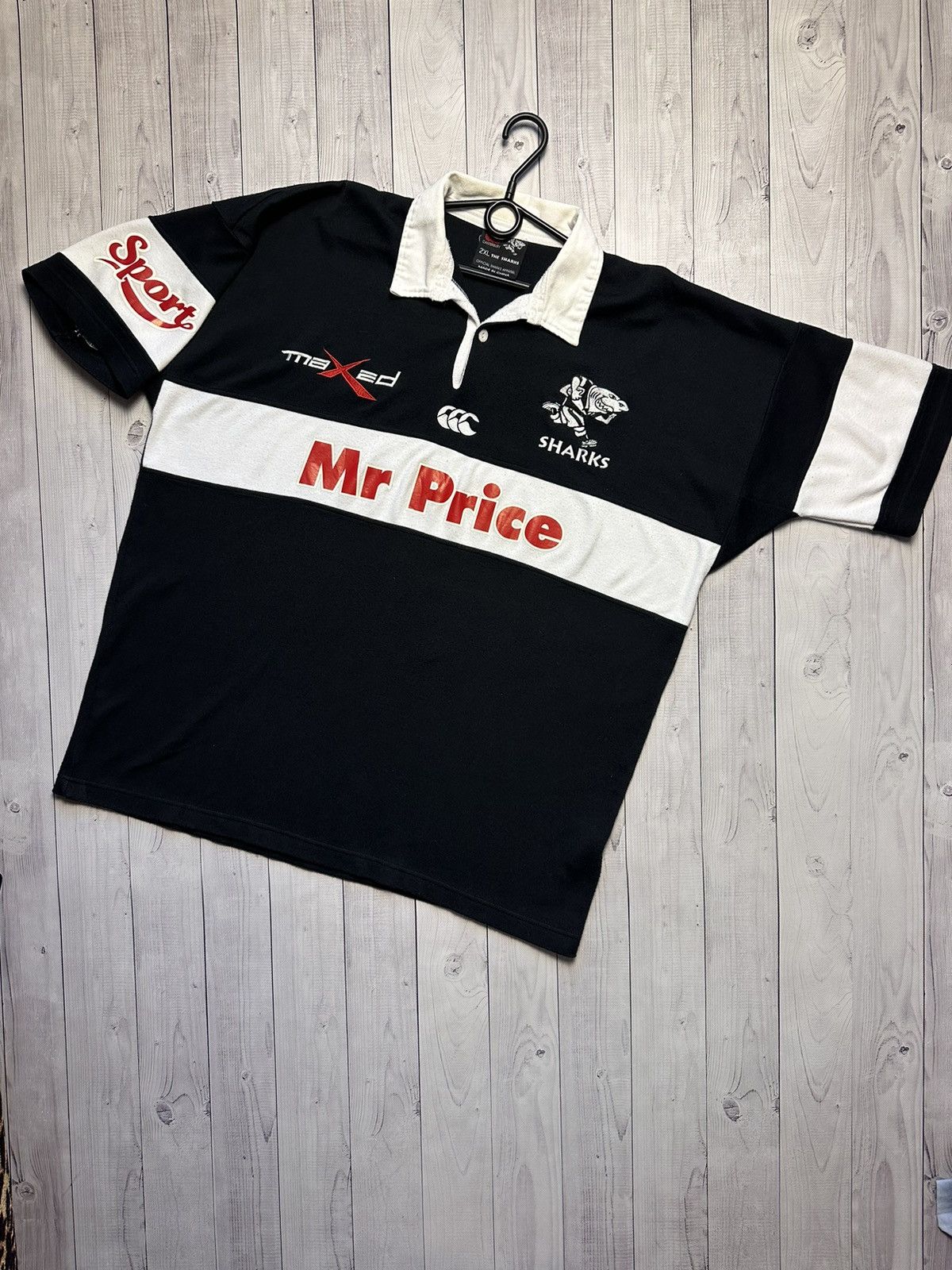 image of England Rugby League x Vintage Rugby Jersey Sharks Black Mr. Prince Size Xxl, Men's