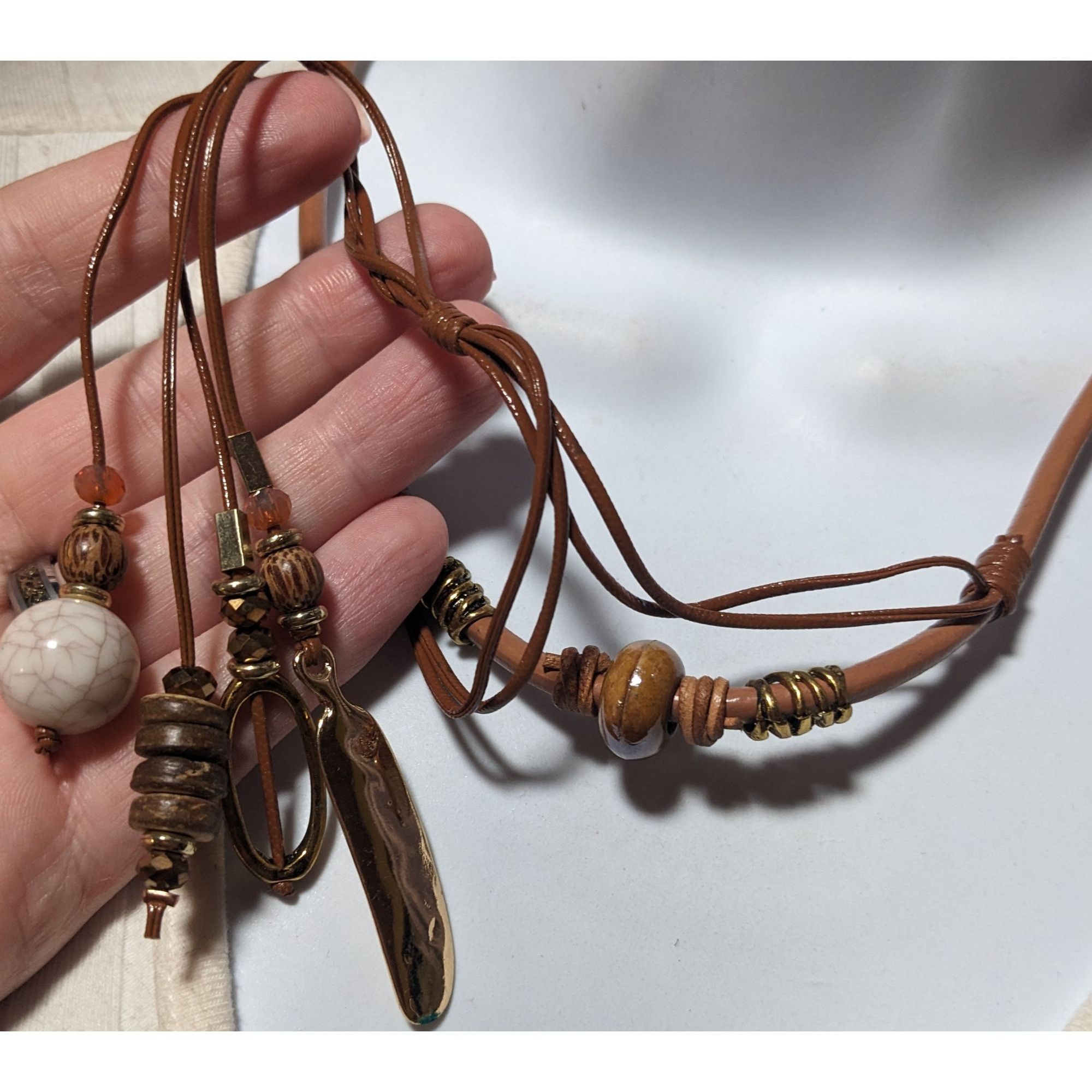 Other Retro Bohemian Faux Leather Multilayer Charm Necklace Size ONE SIZE - 8 Thumbnail