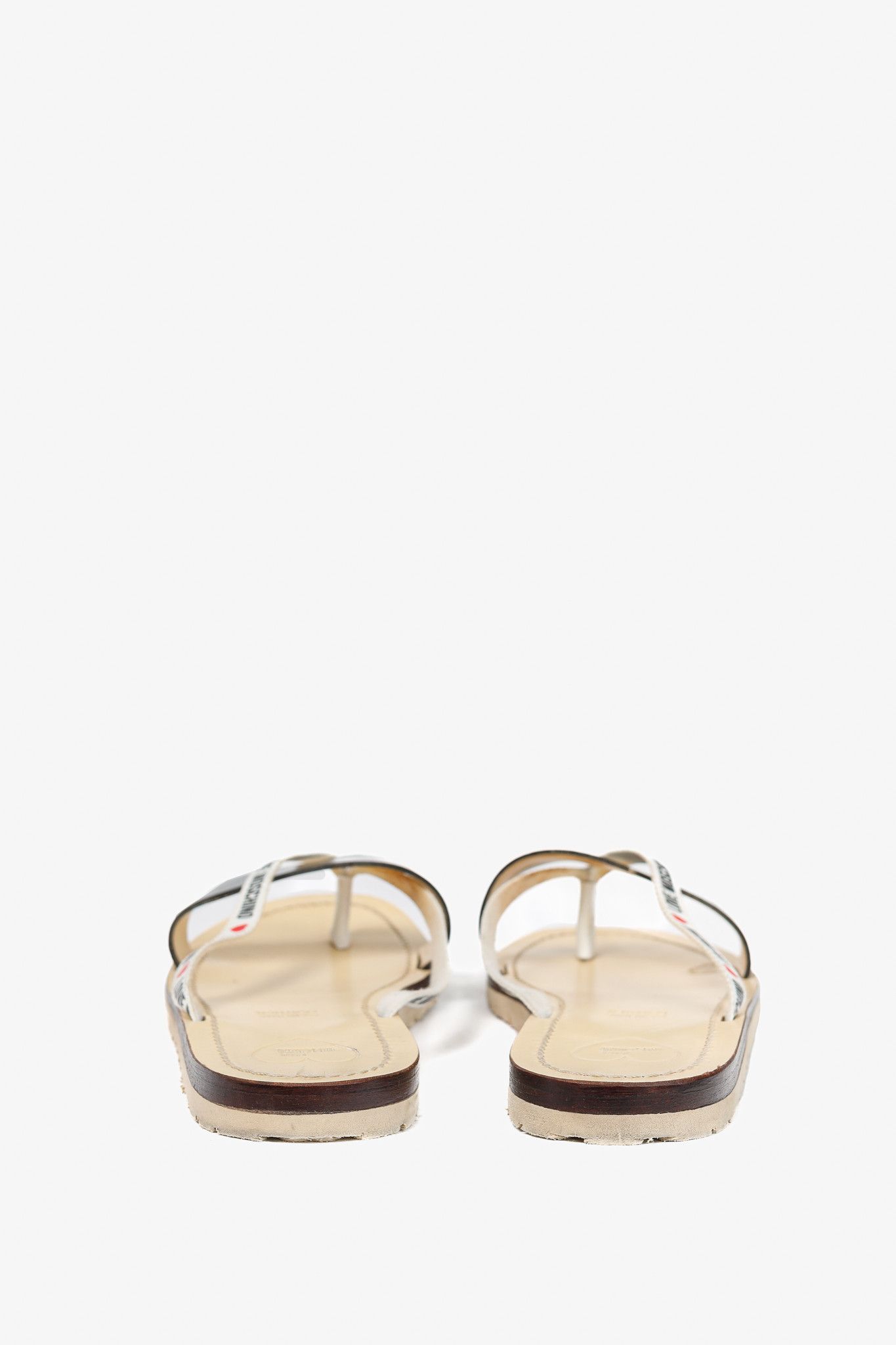 Love Moschino Love Moschino Black PVC Logo-Strap Thong Sandals Size US 8.5 / IT 38.5 - 4 Thumbnail