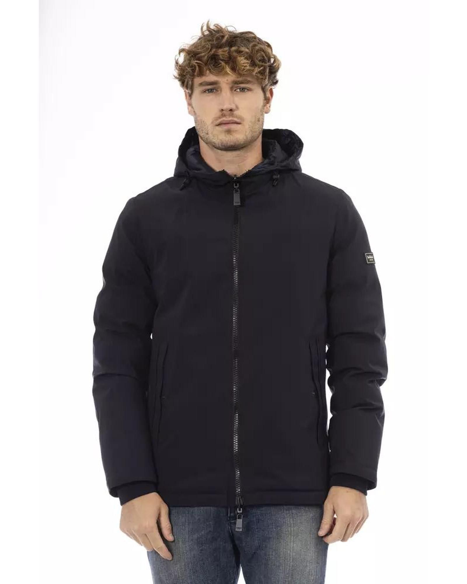 image of Baldinini Polyester Jacket With Threaded Pockets in Blue, Men's (Size Medium)