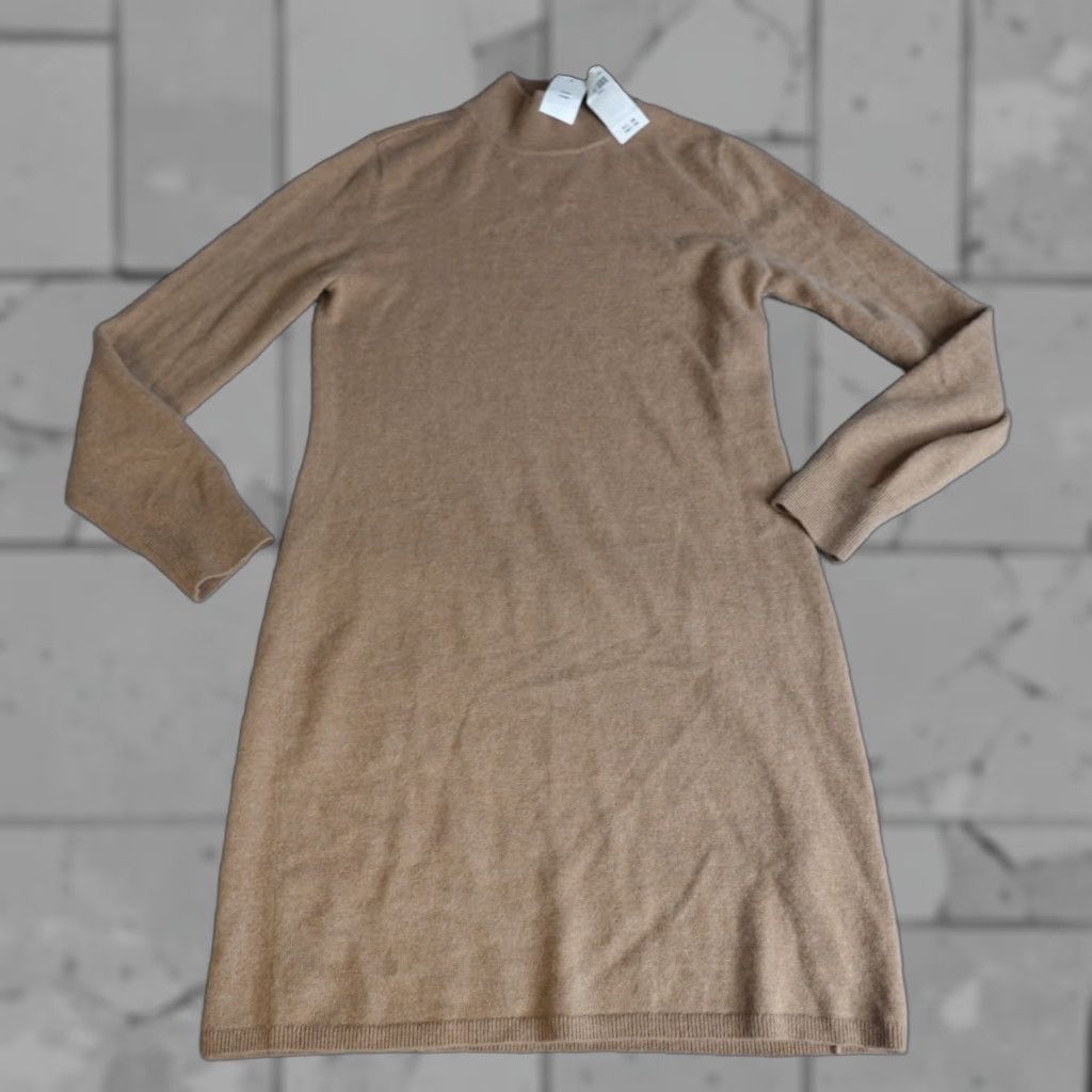 Abercrombie & Fitch Abercrombie & Fitch Sweater Dress Women Small Beige 100% Cashmere Mock Neck Knit Long Sleeve Pullover Casual Knee Length Vintage No Size S / US 4 / IT 40 - 1 Thumbnail