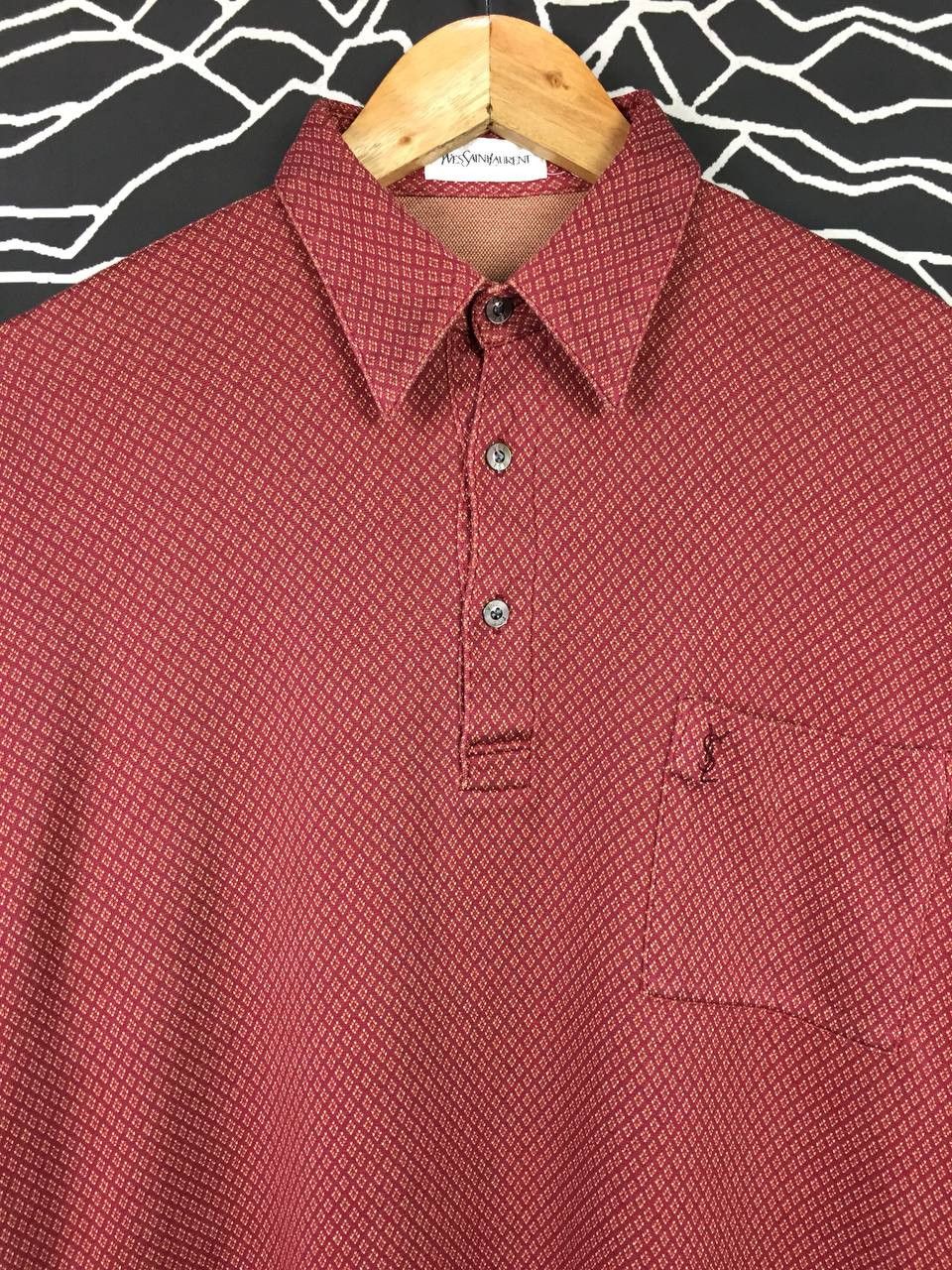 Yves Saint Laurent Vtg YSL Yves Saint Laurent Patterned Longsleeve Polo Tee Size US L / EU 52-54 / 3 - 3 Thumbnail