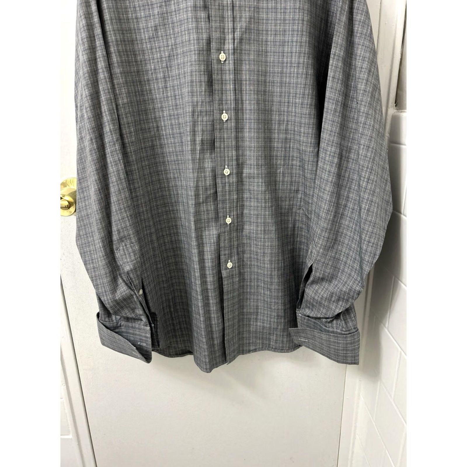 Polo Ralph Lauren VTG Polo Ralph Lauren Philip Dress Shirt Men Size 17 35 Gray Plaid Button Up L/S Size 46R - 3 Thumbnail