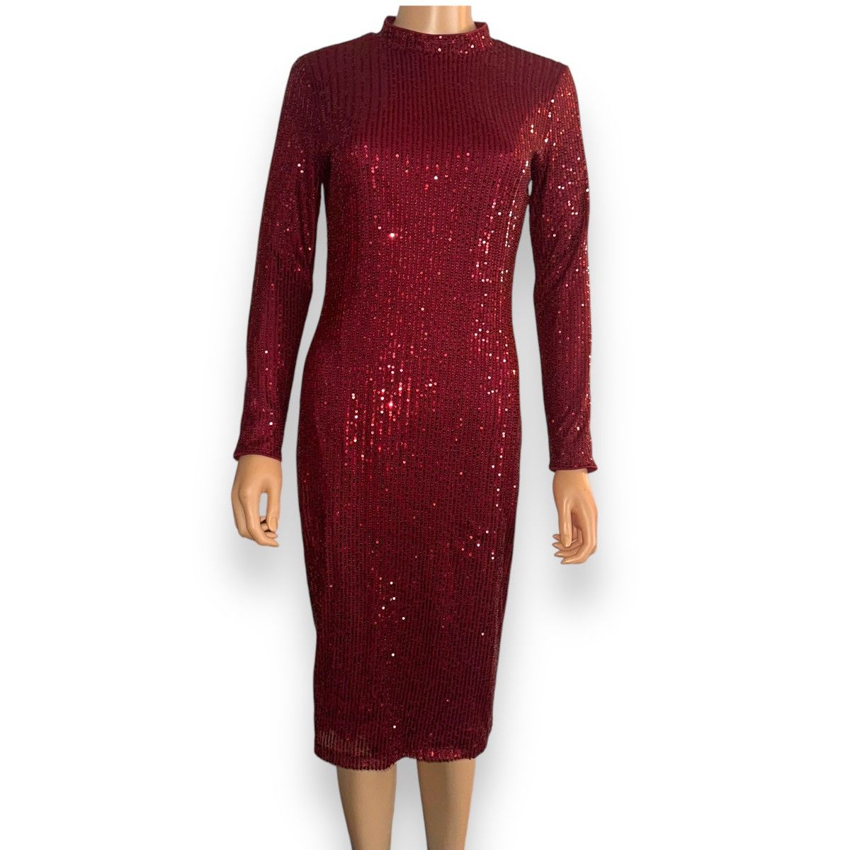 Other Red sequined long sleeve bodycon dress Size L / US 10 / IT 46 - 3 Thumbnail