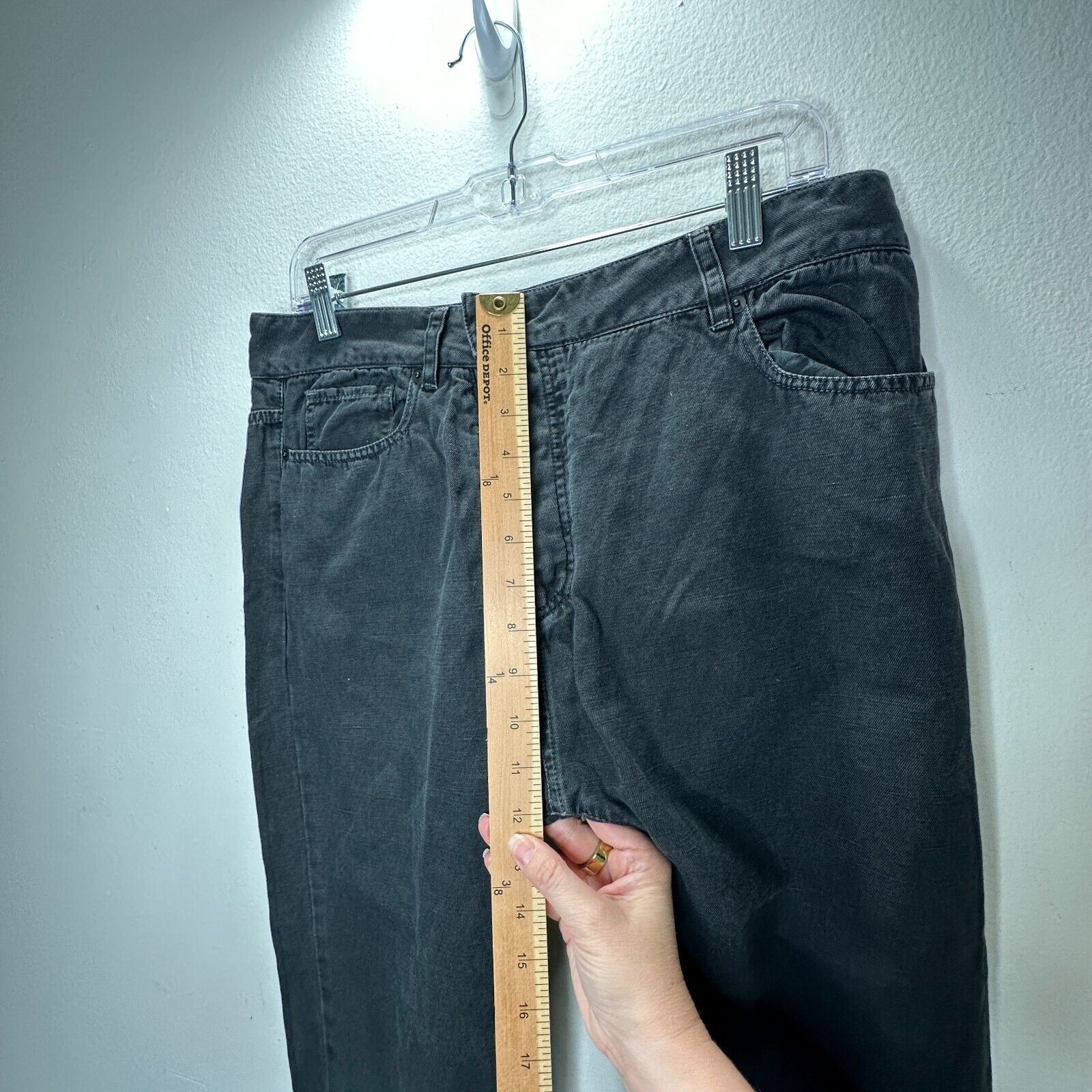 Nili Lotan Nili Lotan Black Drop Crotch Button Front Crop Denim Jeans 6 Size 28" / US 6 / IT 42 - 10 Thumbnail