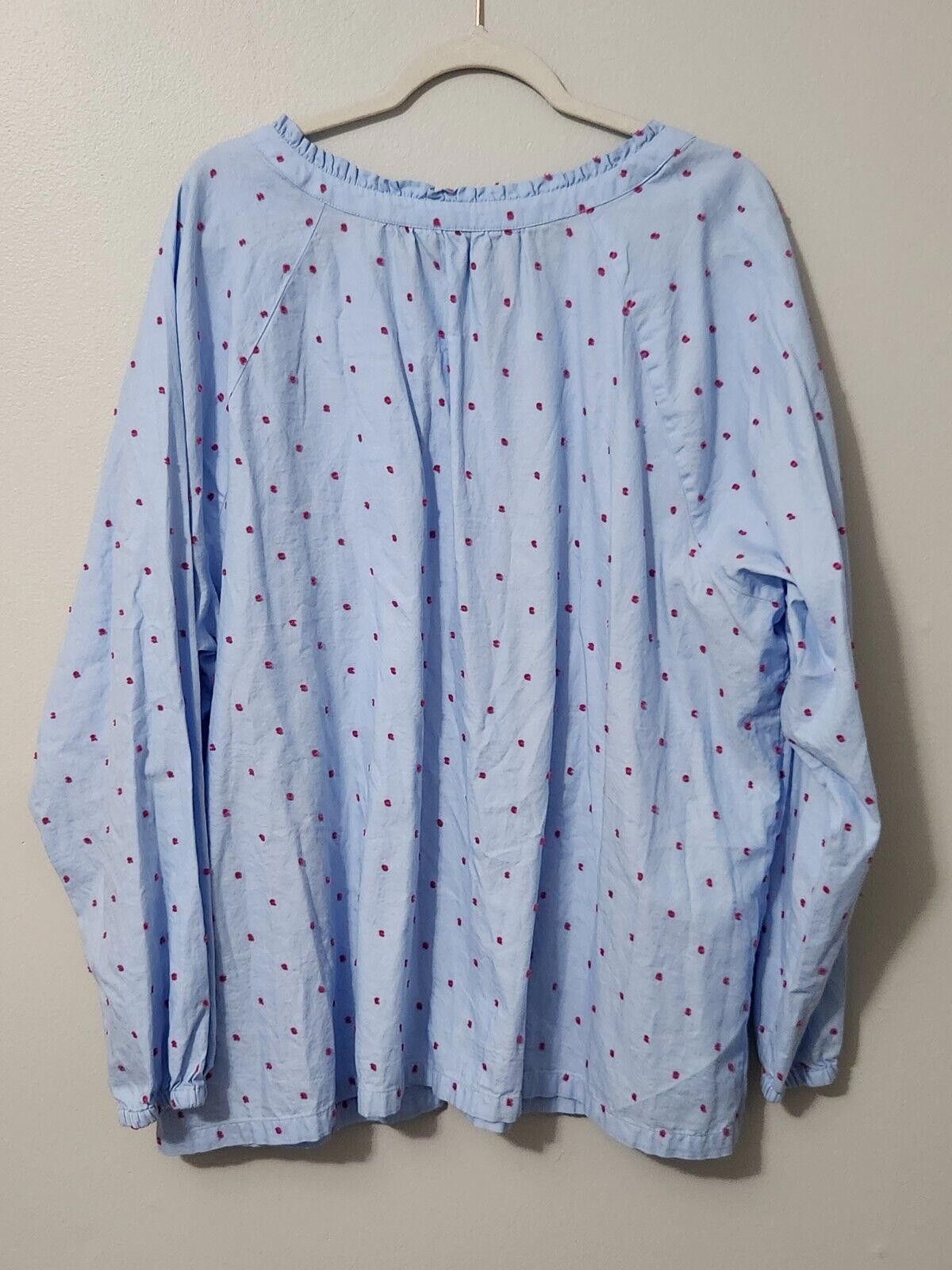 Croft & Barrow Croft And Barrow Top Plus Size 3x Blue Pink Polka Dot Size 3XL / US 20-22 - 3 Thumbnail